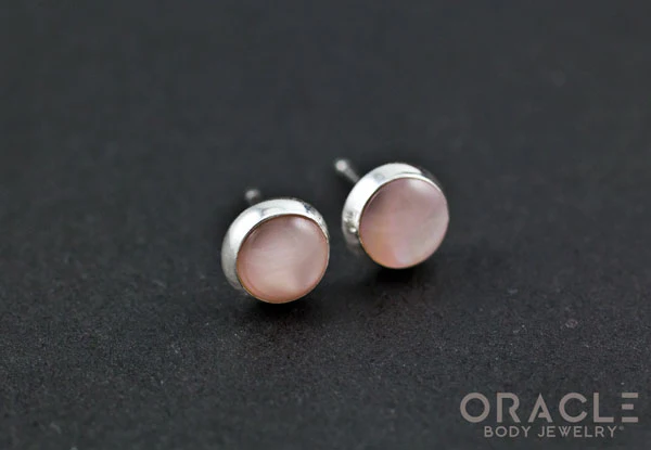 Sterling Silver Pink Cat's Eye Earrings
