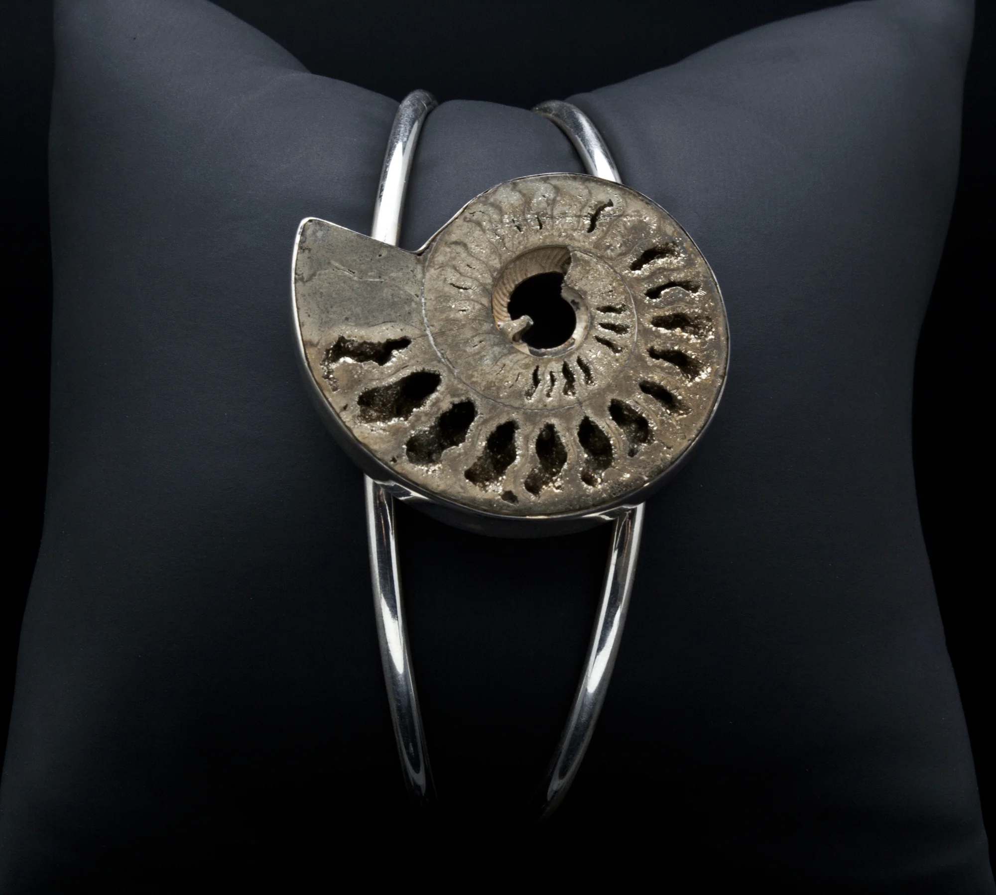 Sterling Silver Pyritized Ammonite Bracelet - Image 2