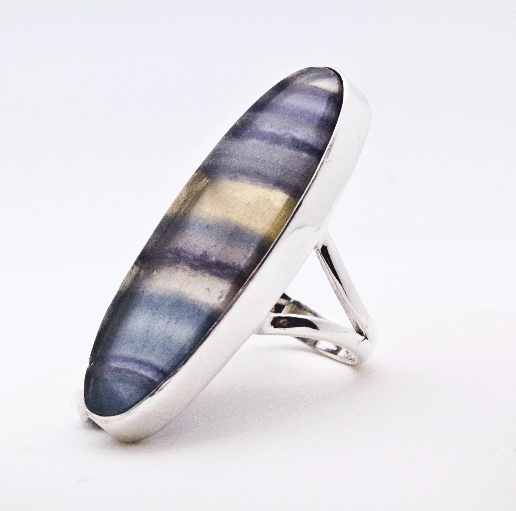 Sterling Silver Rainbow Fluorite Ring Size 7 - Image 2