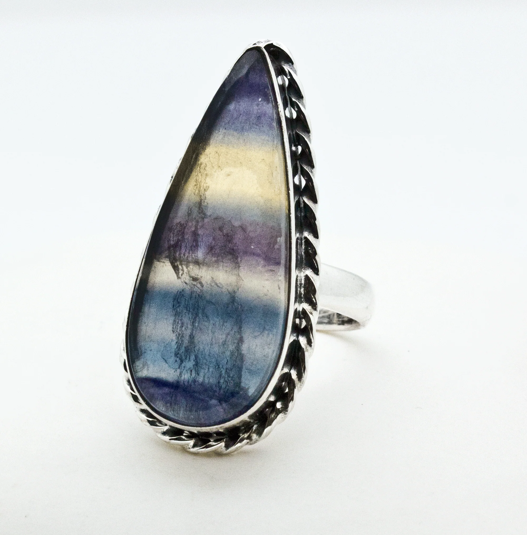 Sterling Silver Rainbow Fluorite Ring Size 7 - Image 2