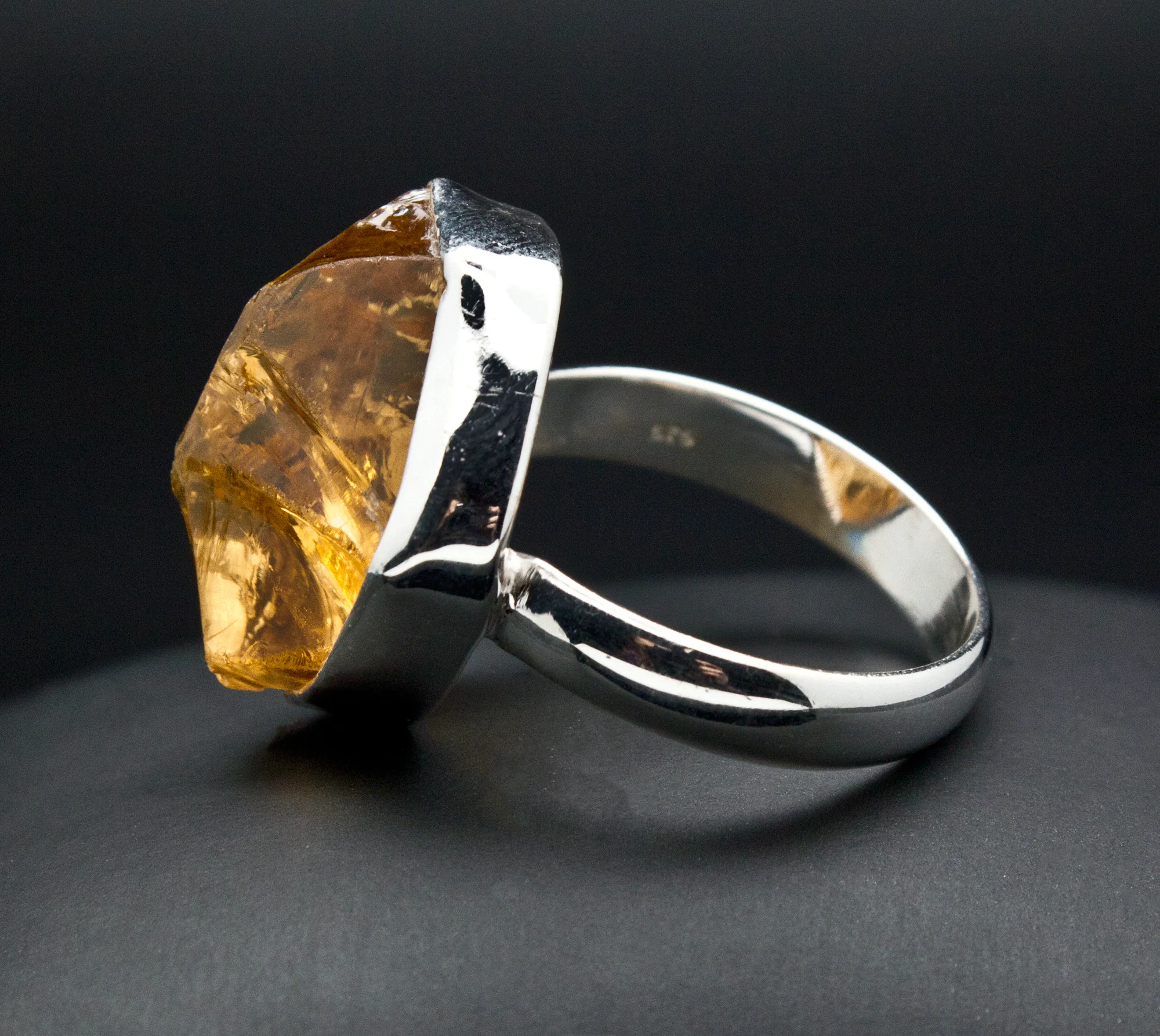 Sterling Silver Raw Citrine Ring Size 10 - Image 3