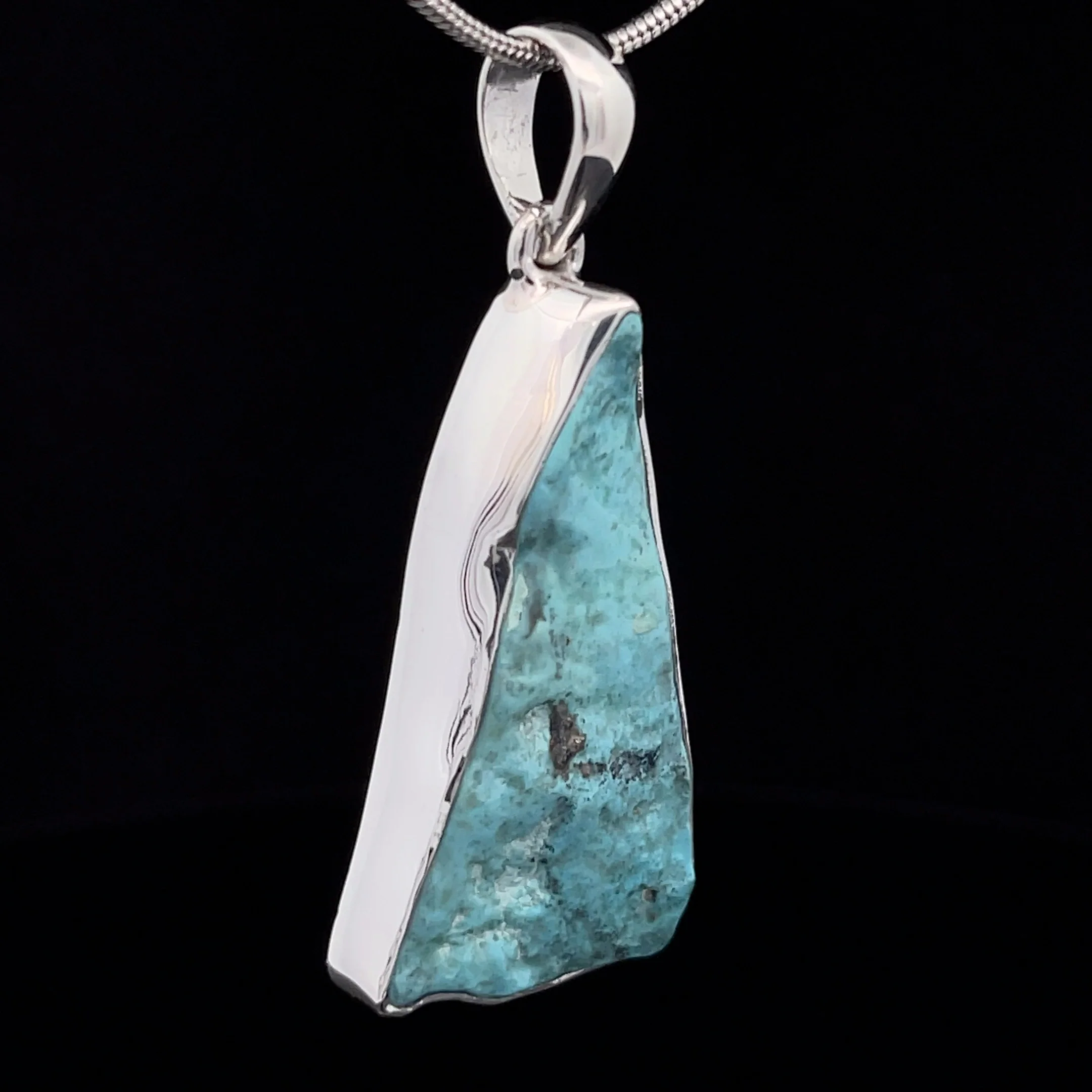 Sterling Silver Raw Kingman Turquoise Pendant - Image 2