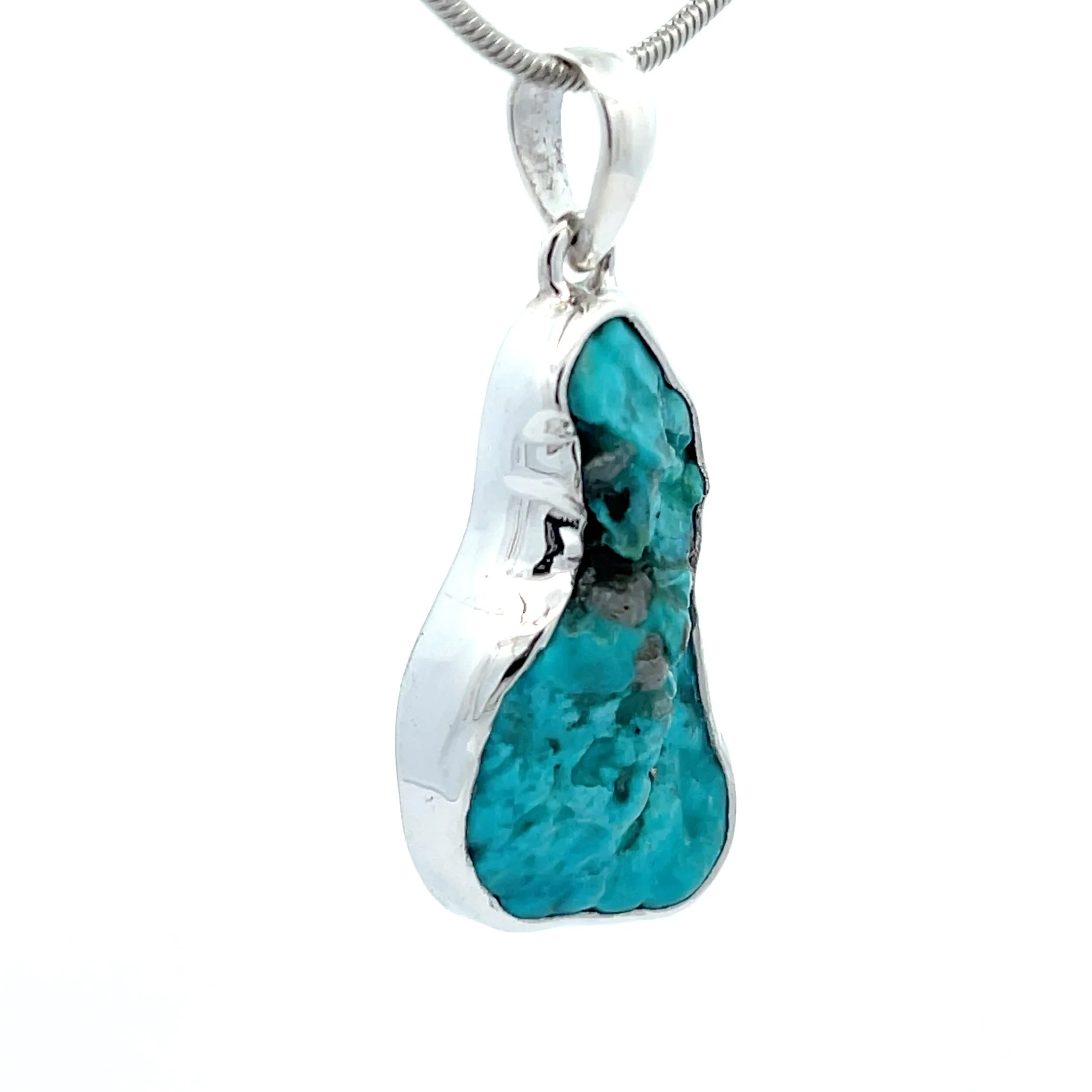 Sterling Silver Raw Kingman Turquoise Pendant - Image 2