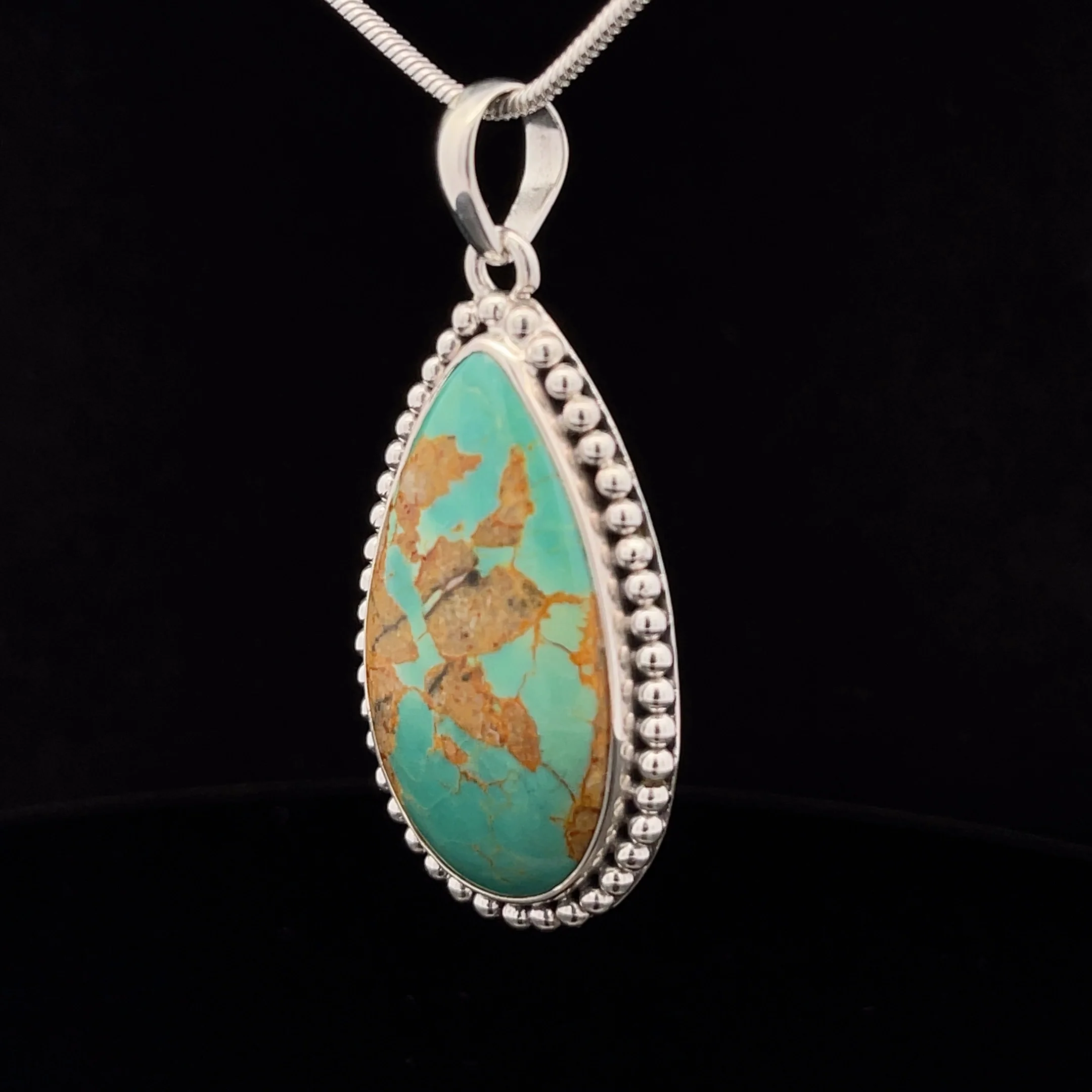 Sterling Silver Raw Kingman Turquoise Pendant - Image 3