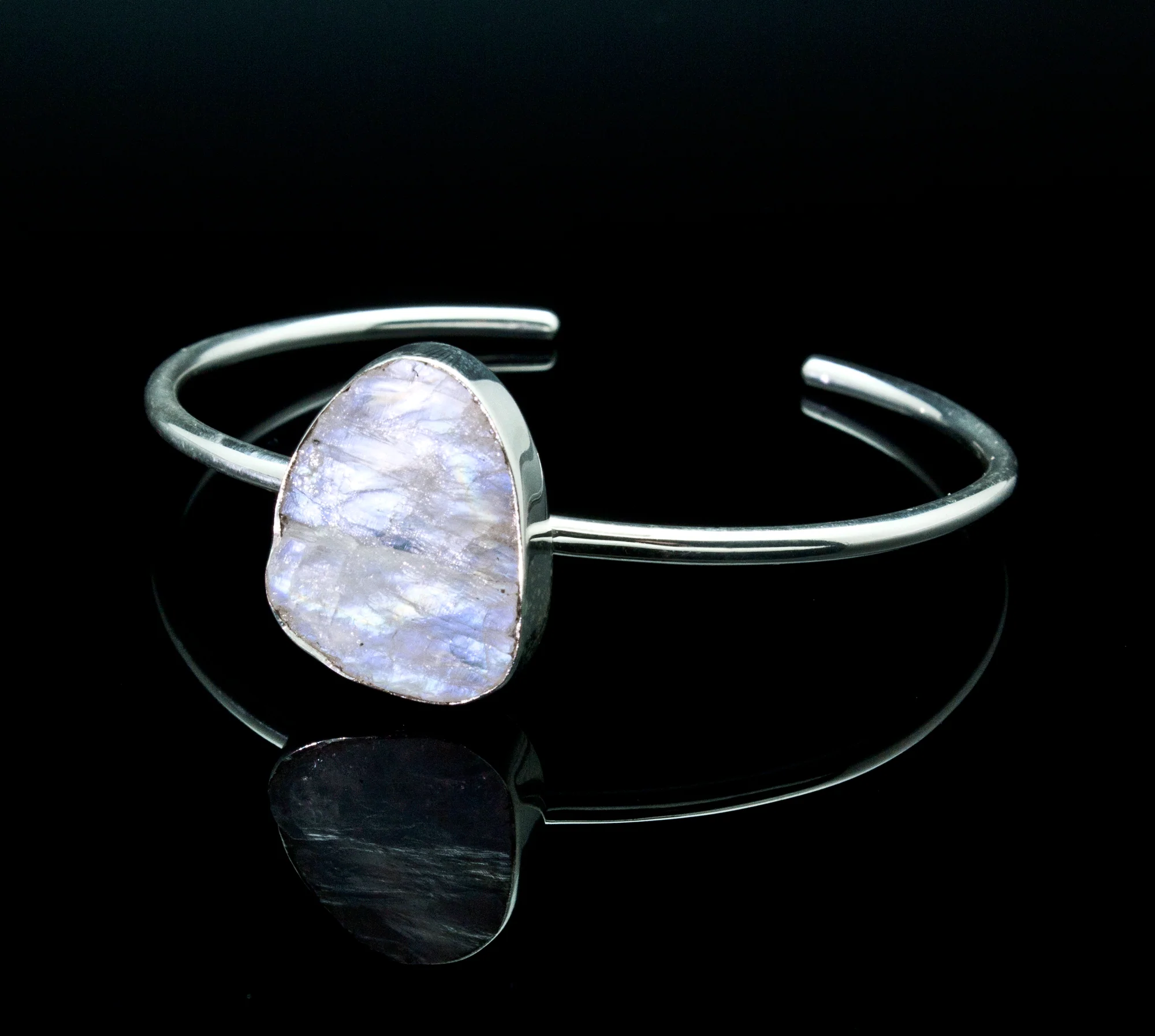 Sterling Silver Raw Moonstone Bracelet - Image 2