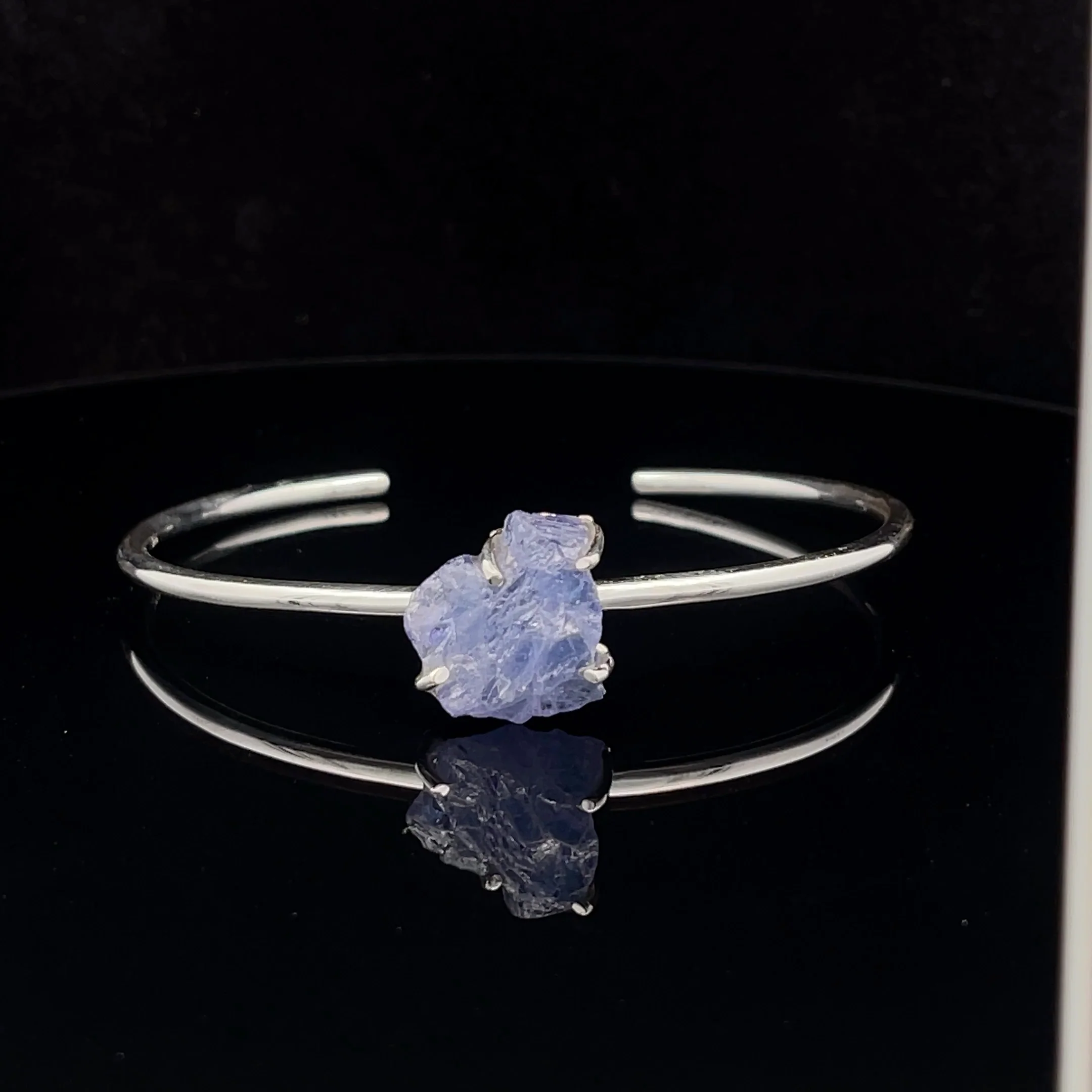Sterling Silver Raw Tanzanite Cuff Bracelet