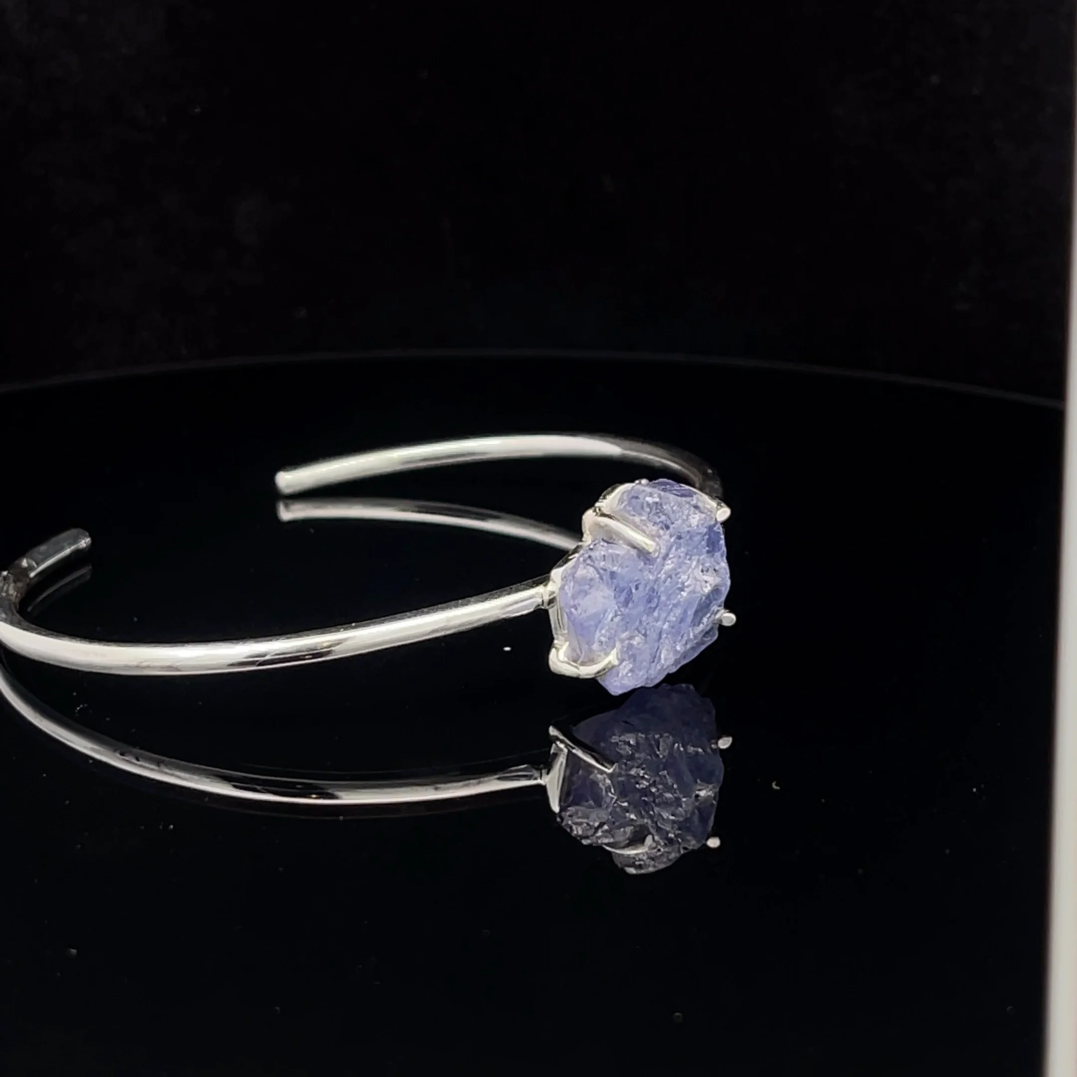 Sterling Silver Raw Tanzanite Cuff Bracelet - Image 2