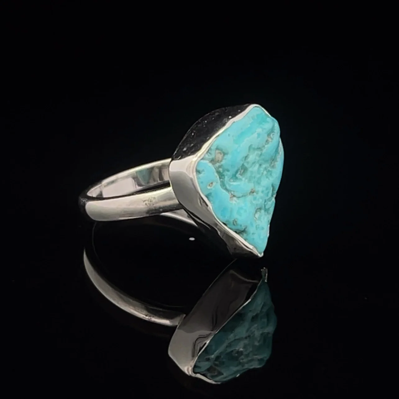 Sterling Silver Raw Turquoise Ring Size 5 - Image 2