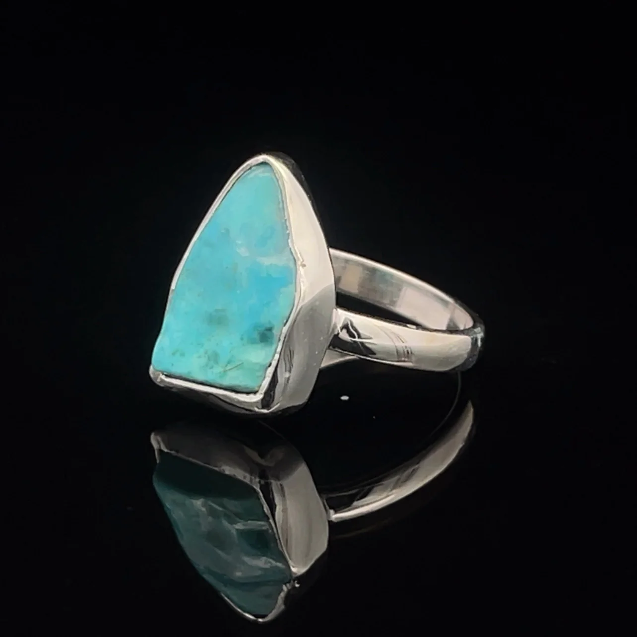 Sterling Silver Raw Turquoise Ring Size 5 - Image 3