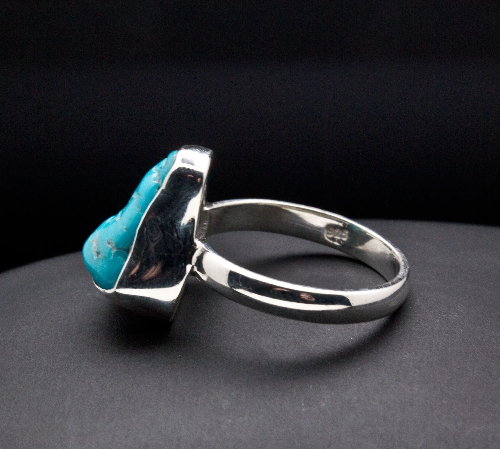 Sterling Silver Raw Turquoise Ring Size 7 - Image 2