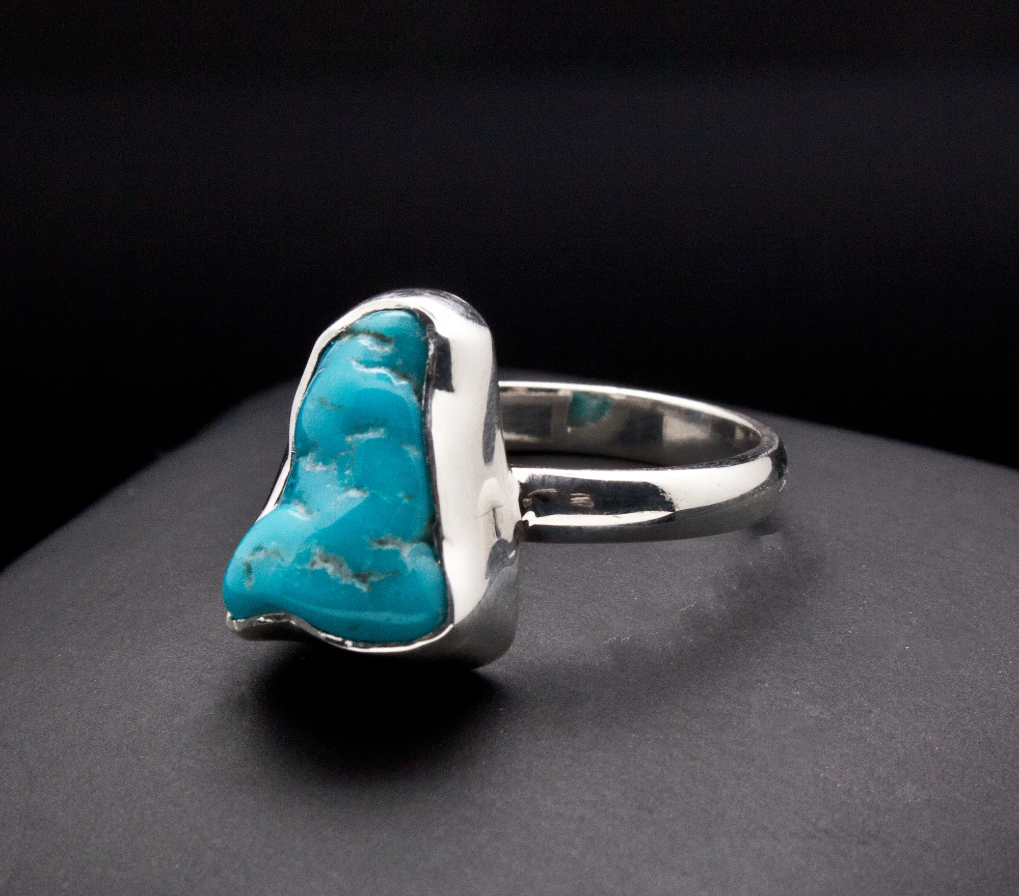 Sterling Silver Raw Turquoise Ring Size 7 - Image 3