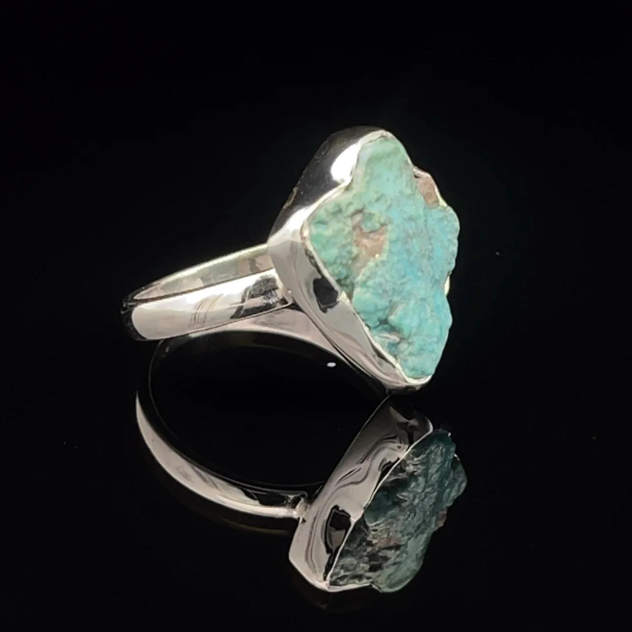 Sterling Silver Raw Turquoise Ring Size 6 - Image 2