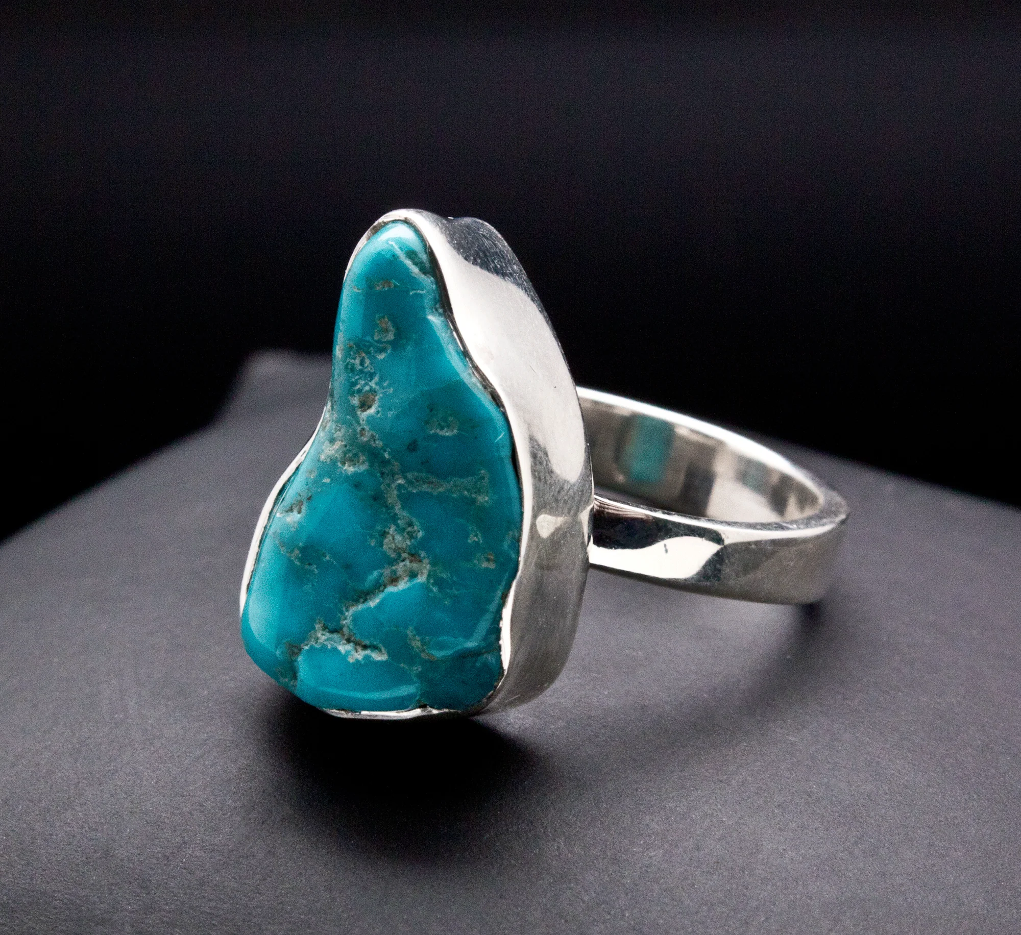 Sterling Silver Raw Turquoise Ring Size 7 - Image 3