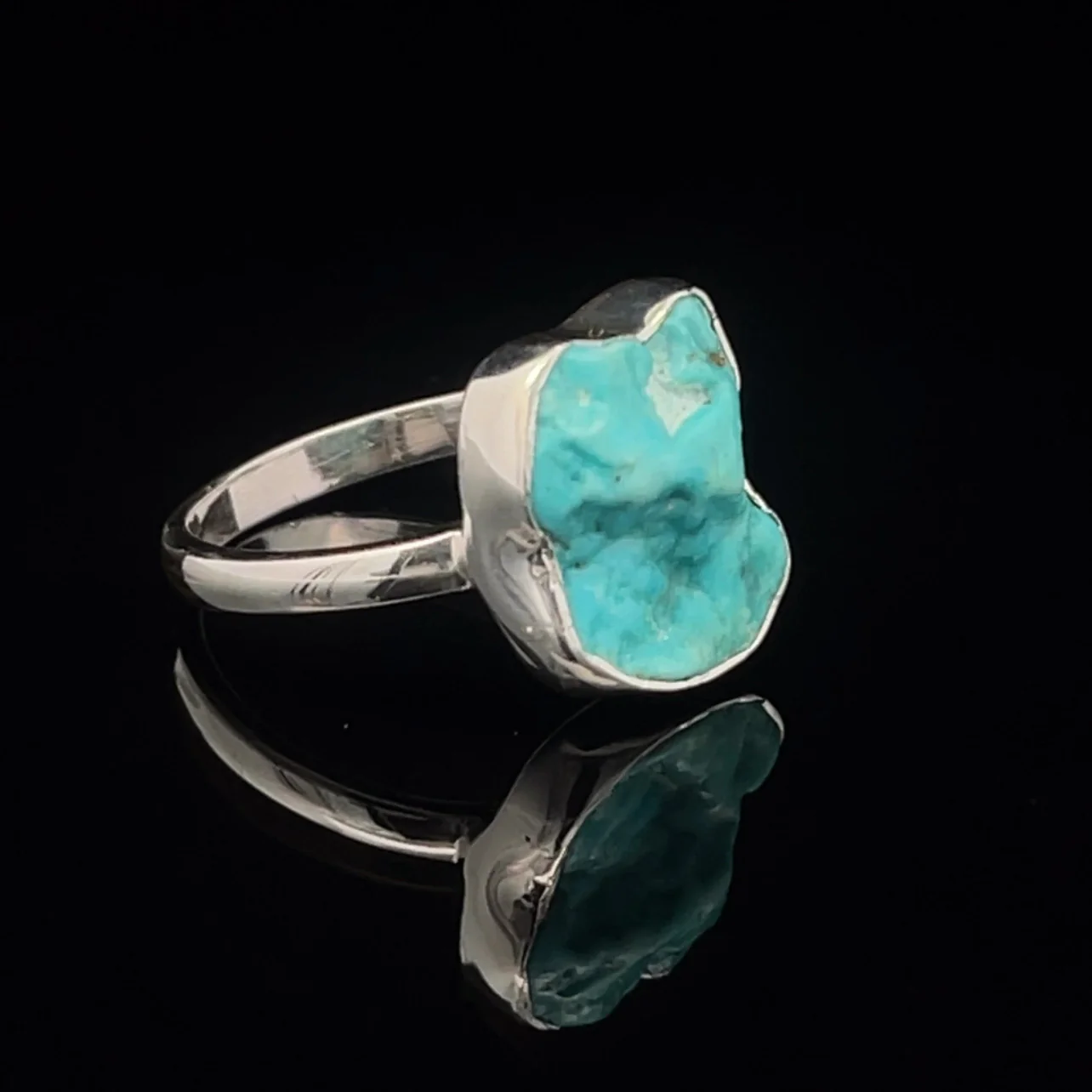 Sterling Silver Raw Turquoise Ring Size 7 - Image 2