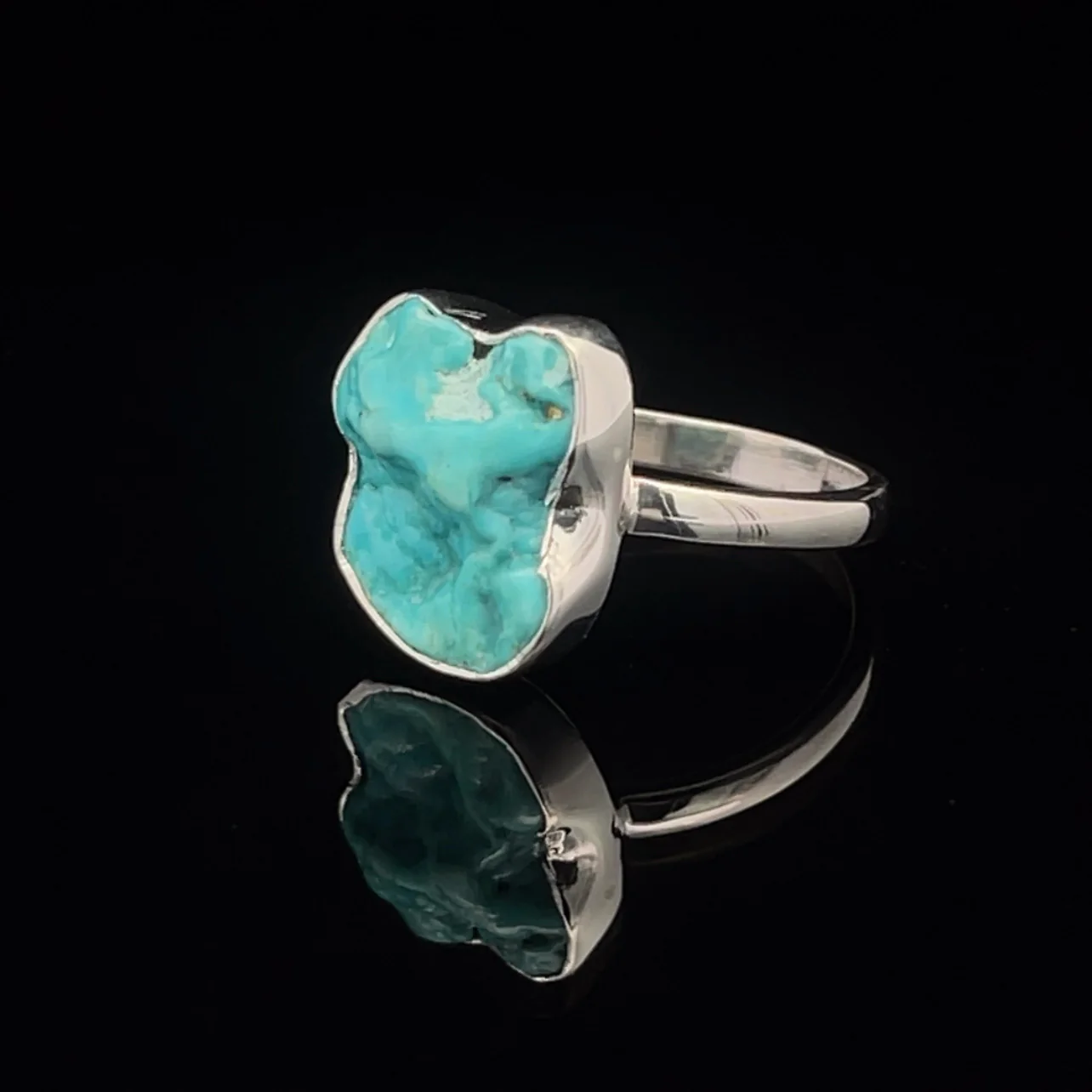 Sterling Silver Raw Turquoise Ring Size 7 - Image 3