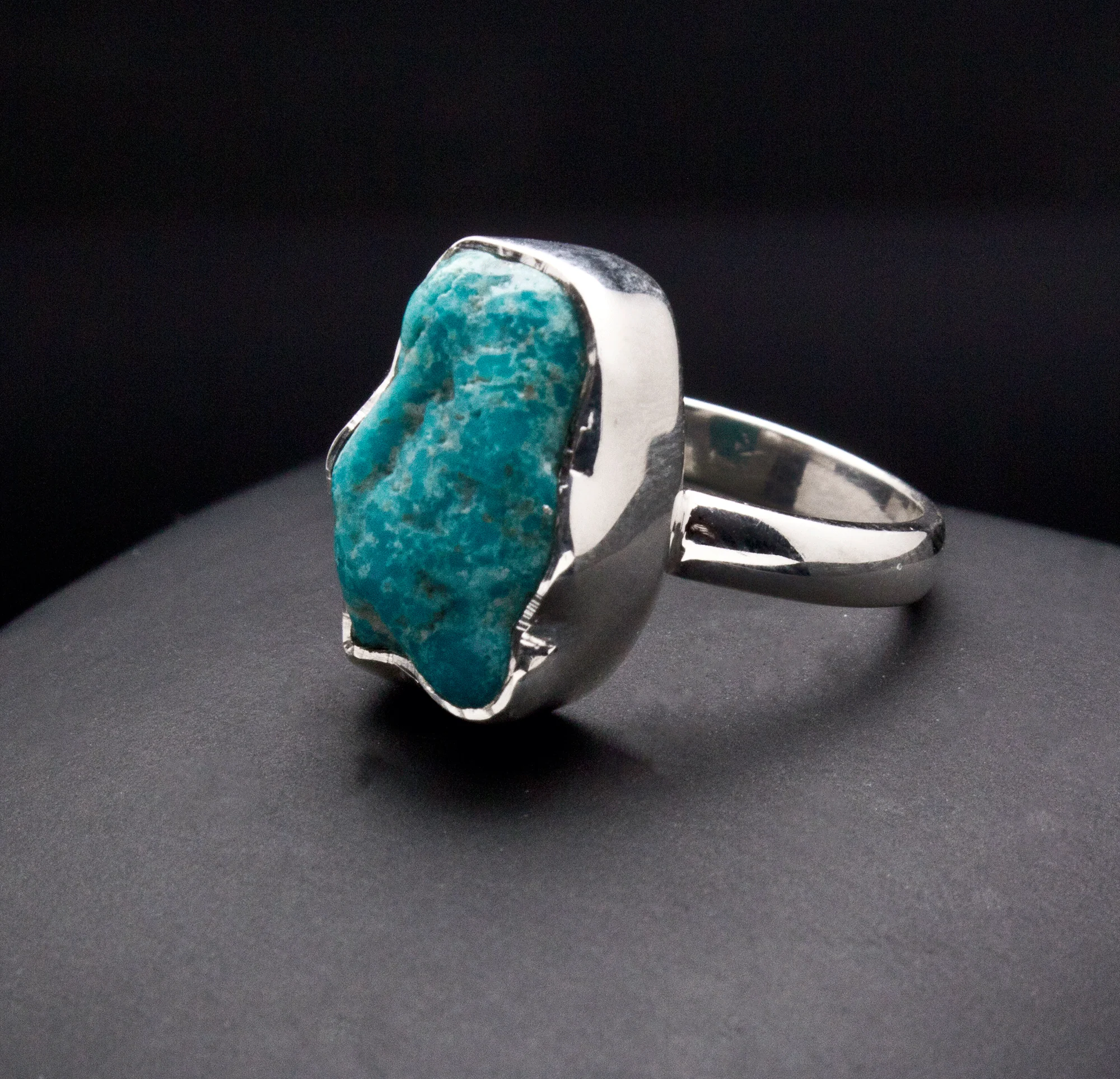 Sterling Silver Raw Turquoise Ring Size 7 - Image 2