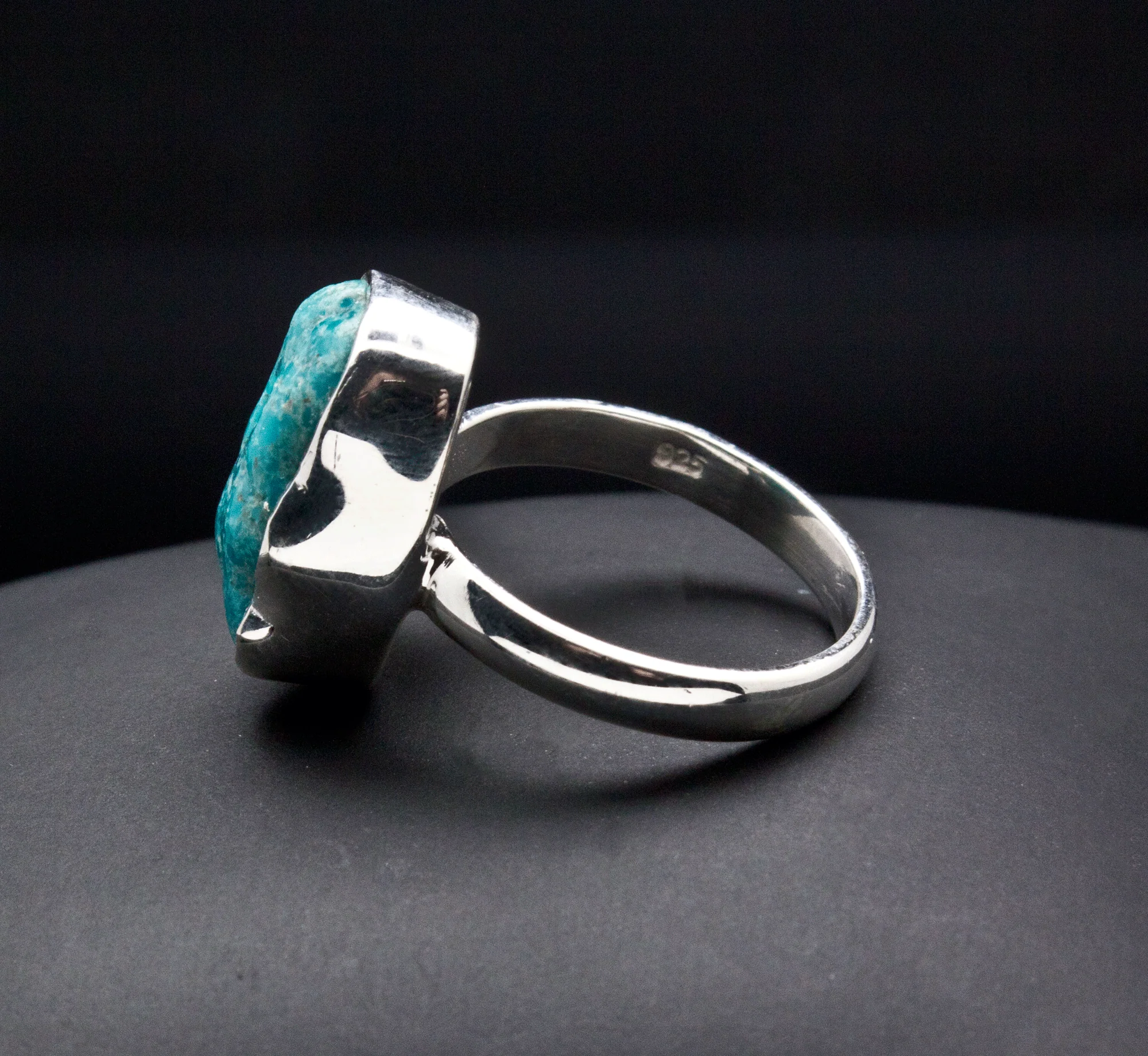 Sterling Silver Raw Turquoise Ring Size 7 - Image 3