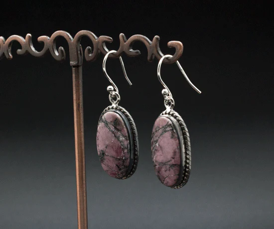 Sterling Silver Rhodonite Earrings - Image 2