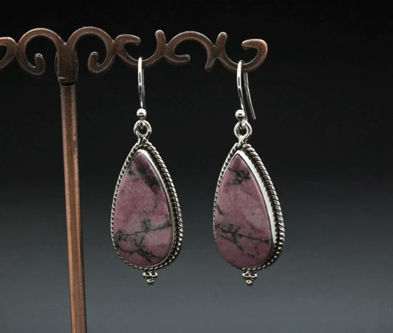 Sterling Silver Rhodonite Earrings