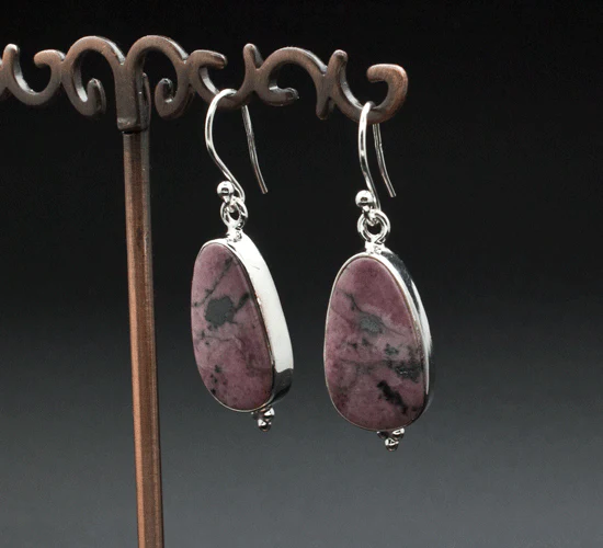 Sterling Silver Rhodonite Earrings - Image 2