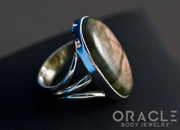 Sterling Silver ring with Labradorite Size 7 - Image 3