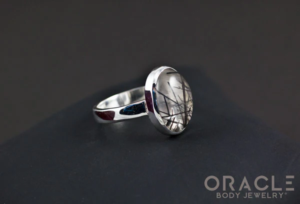 Sterling Silver ring with Tourmalated Quartz Size 7 - Image 2