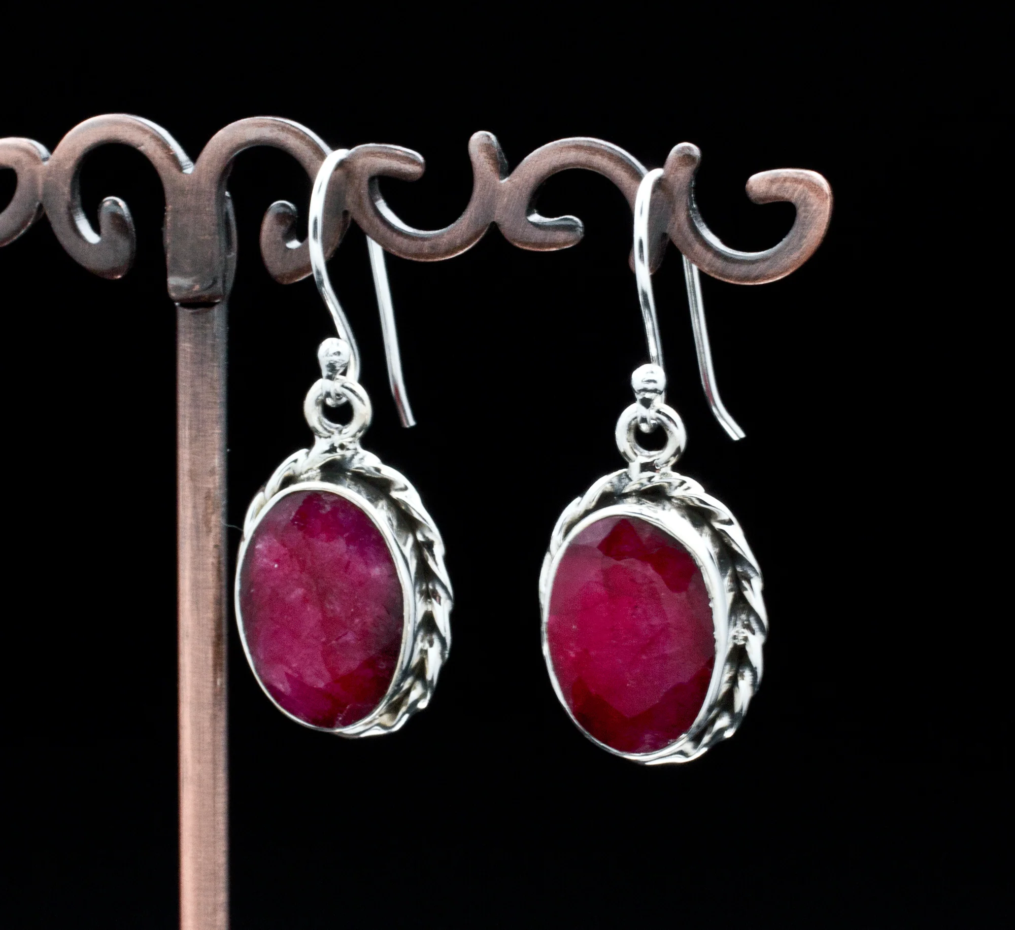 Sterling Silver Ruby Earrings - Image 2