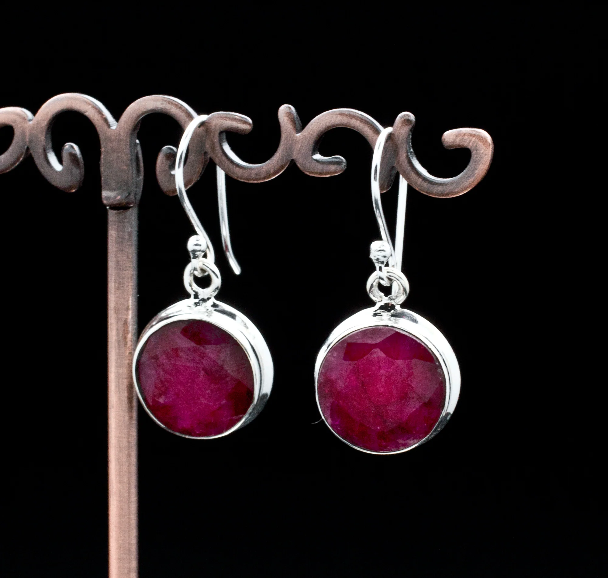 Sterling Silver Ruby Earrings - Image 2