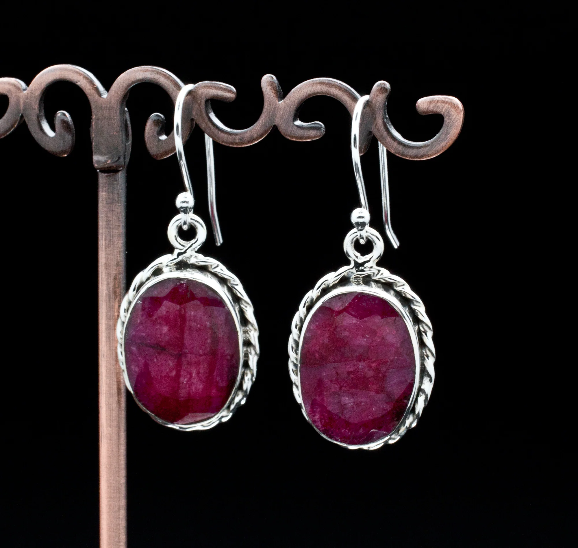 Sterling Silver Ruby Earrings - Image 2