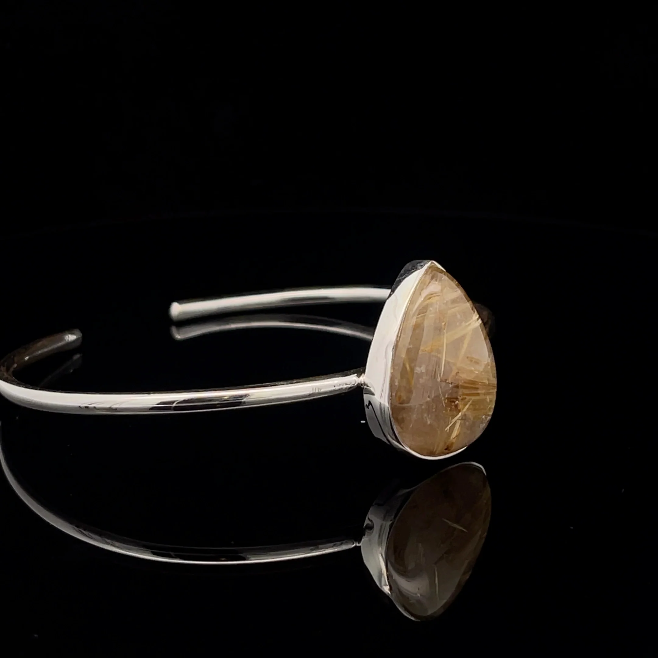 Sterling Silver Rutilated Quartz Cuff Bracelet - Image 2