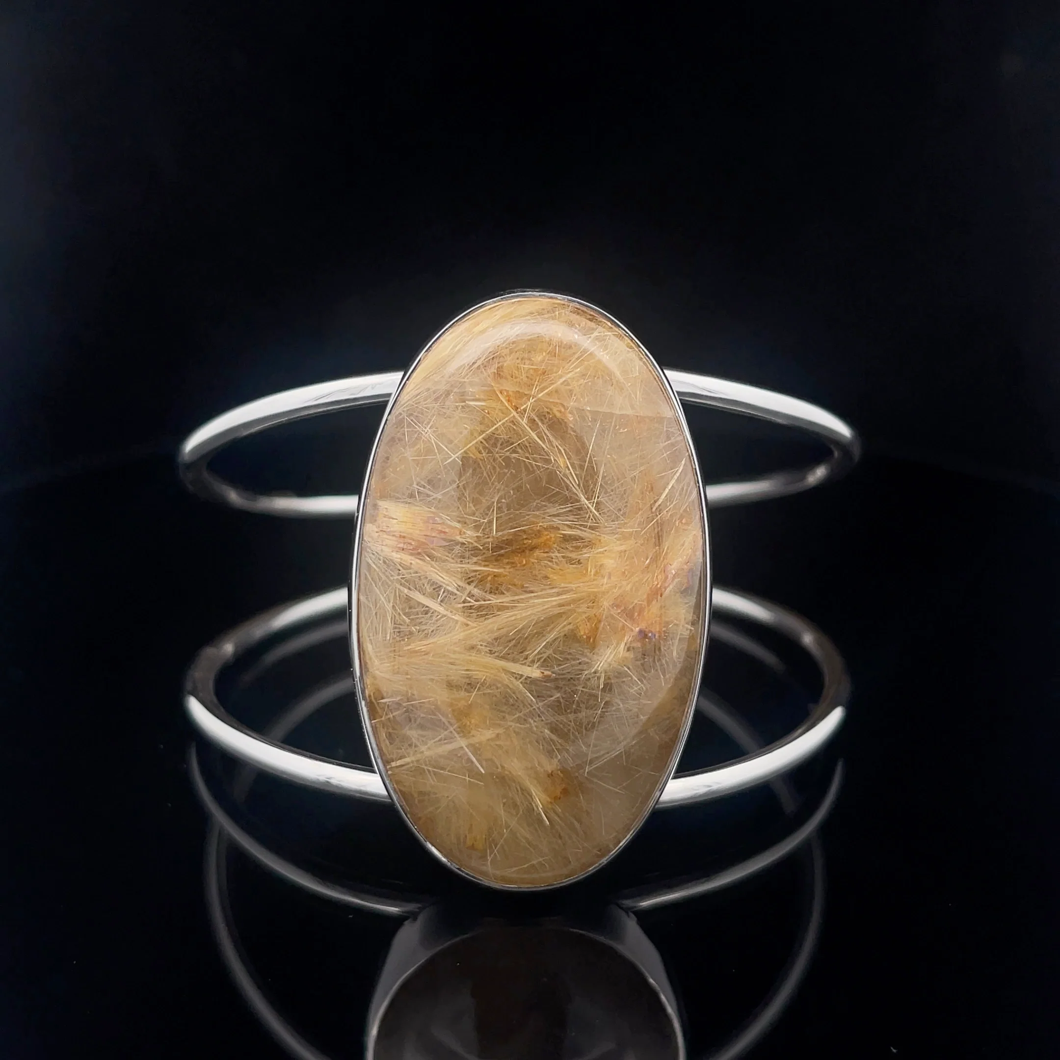 Sterling Silver Rutilated Quartz Cuff Bracelet