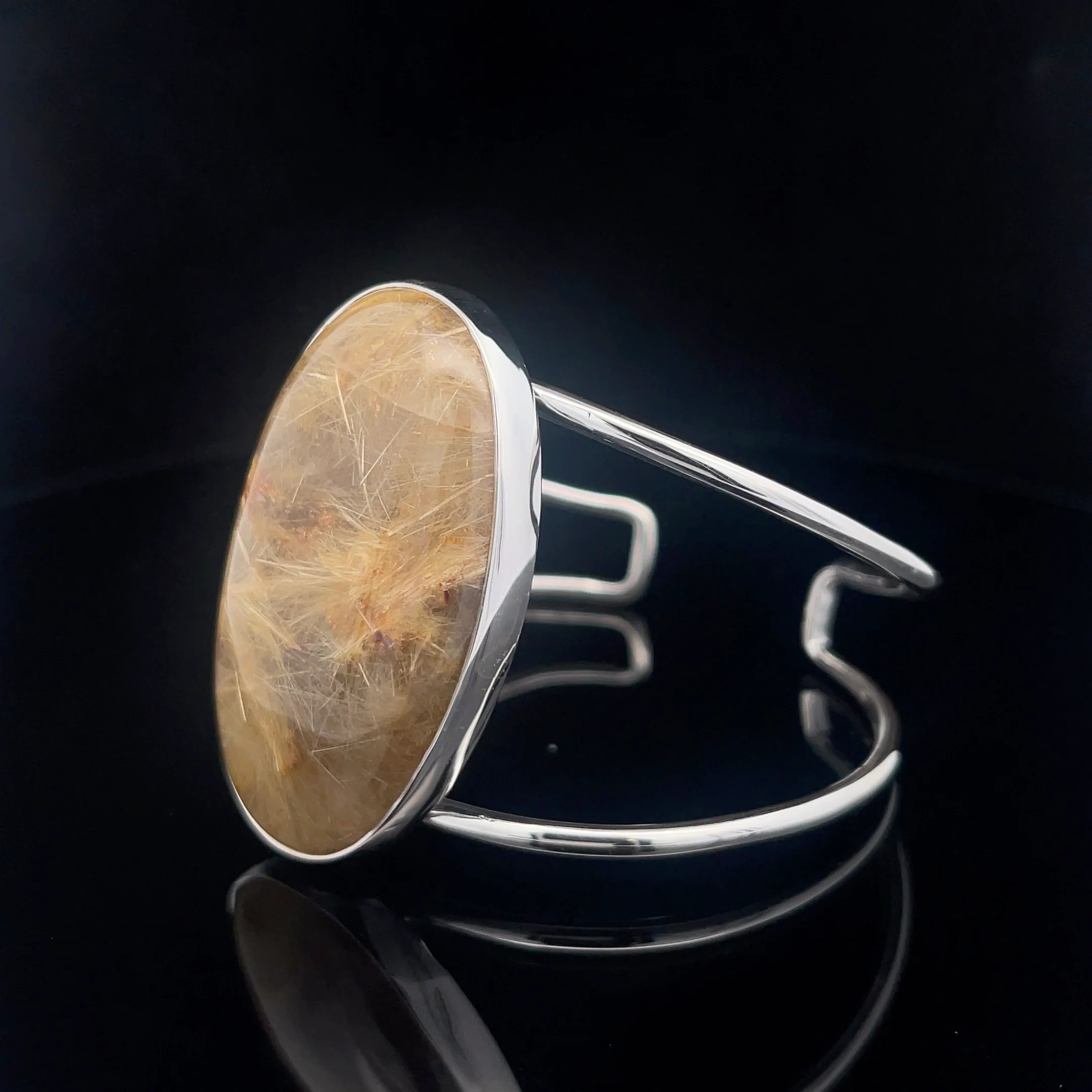 Sterling Silver Rutilated Quartz Cuff Bracelet - Image 3