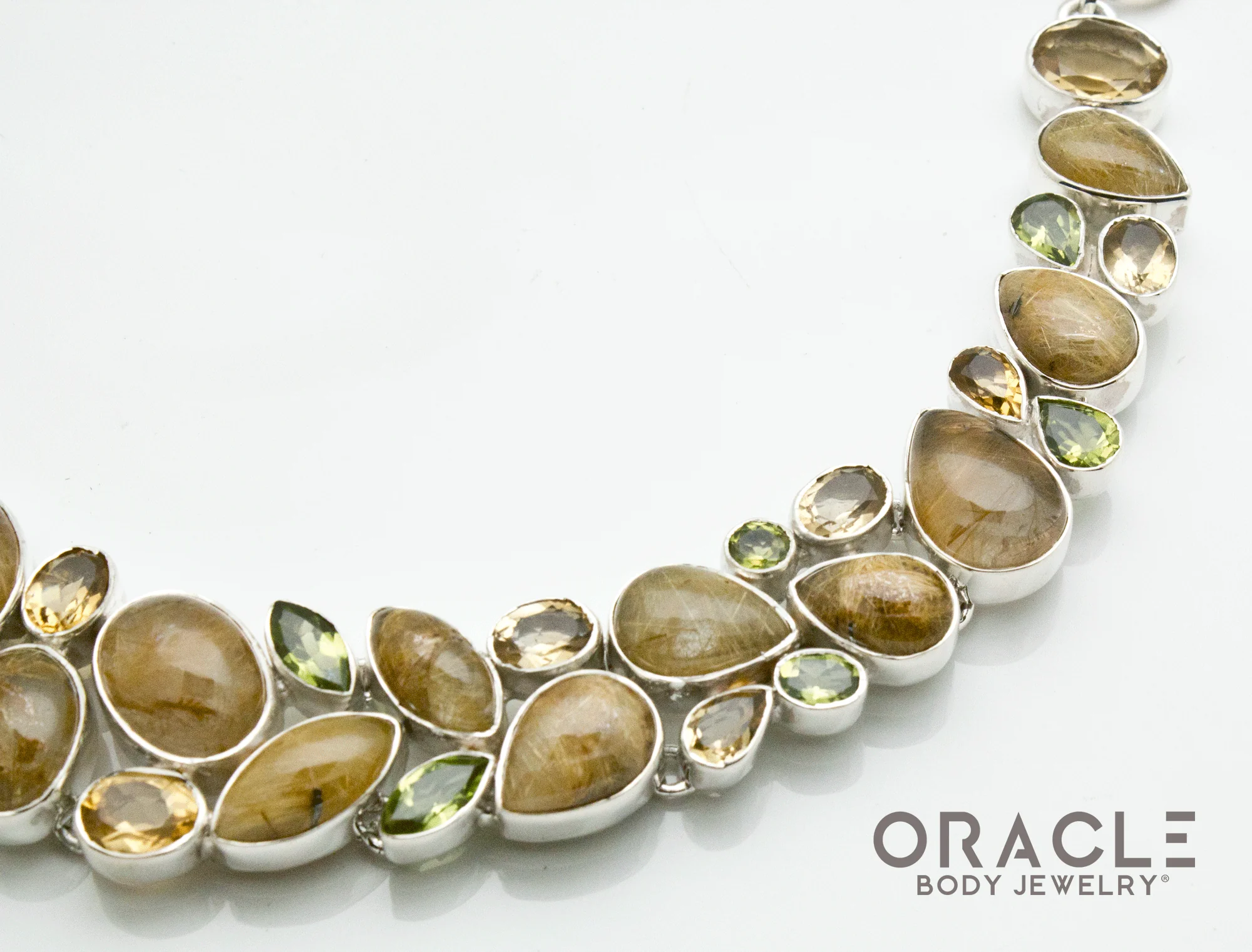 Sterling Silver Rutilated Quartz Necklace with Citrine and Peridot Accents - Image 3