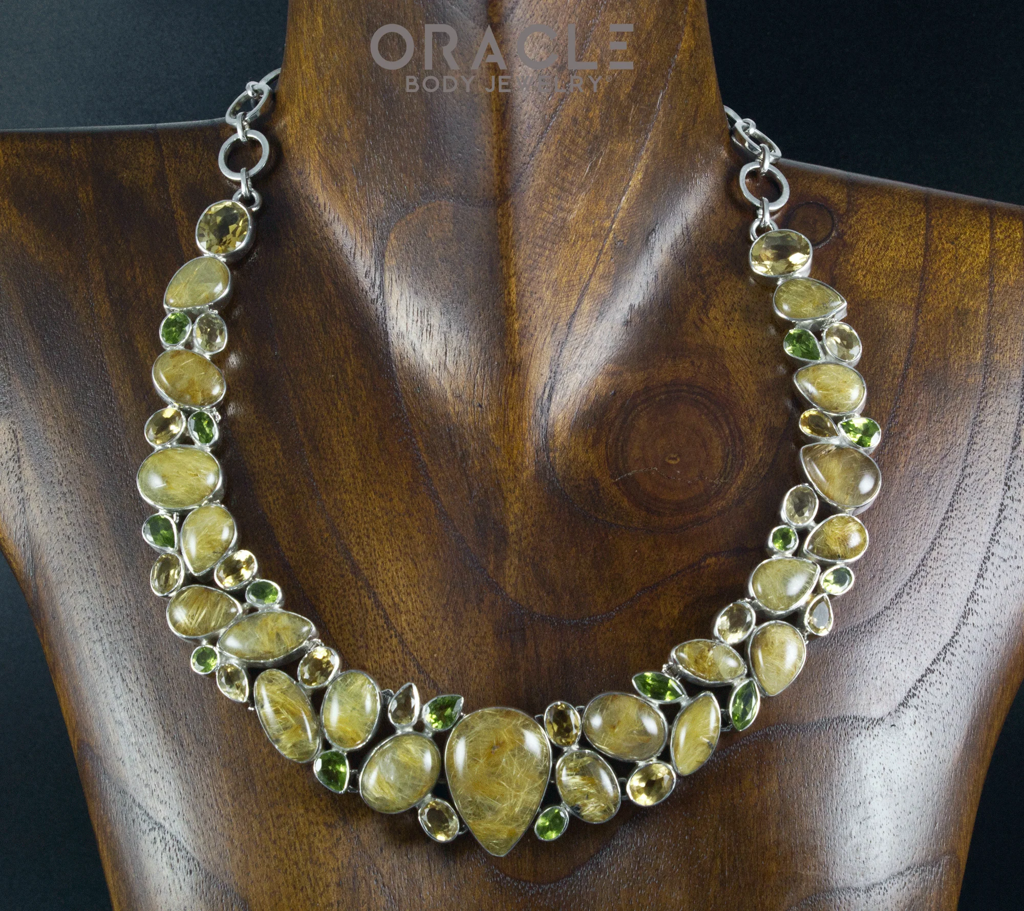 Sterling Silver Rutilated Quartz Necklace with Citrine and Peridot Accents - Image 4