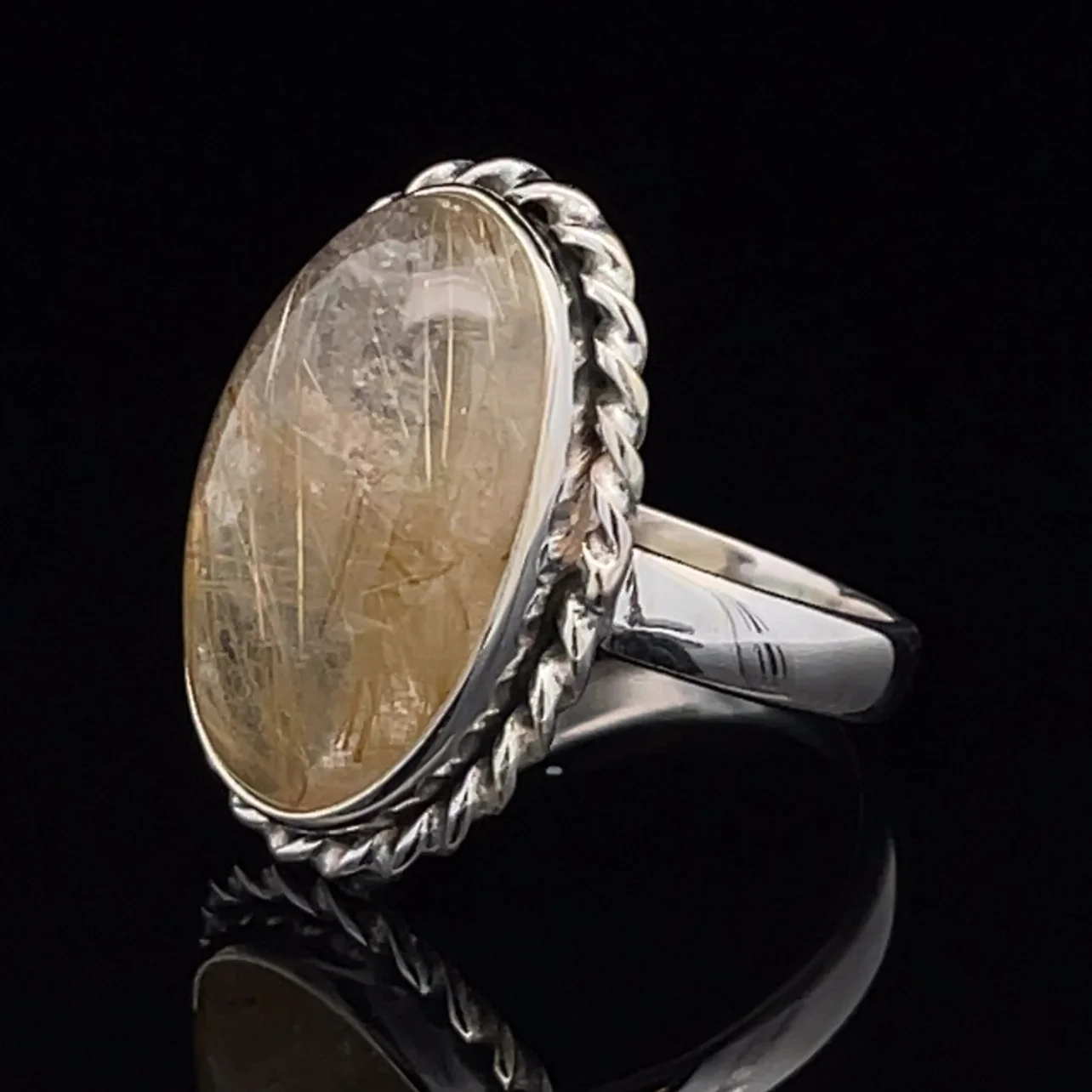 Sterling Silver Rutilated Quartz Ring Size 7 - Image 3