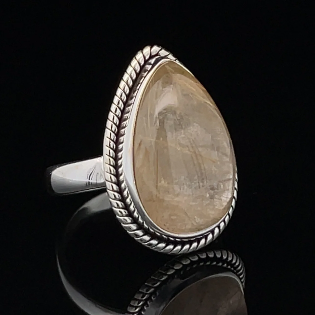 Sterling Silver Rutilated Quartz Ring Size 7 - Image 3