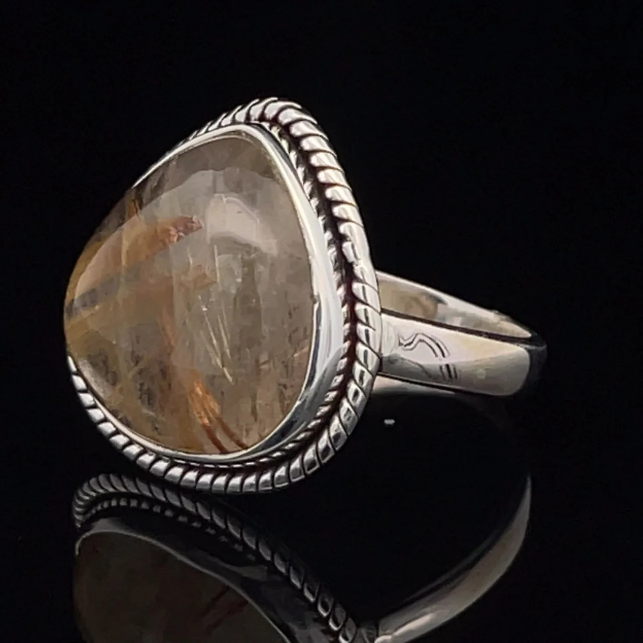 Sterling Silver Rutilated Quartz Ring Size 8 - Image 3