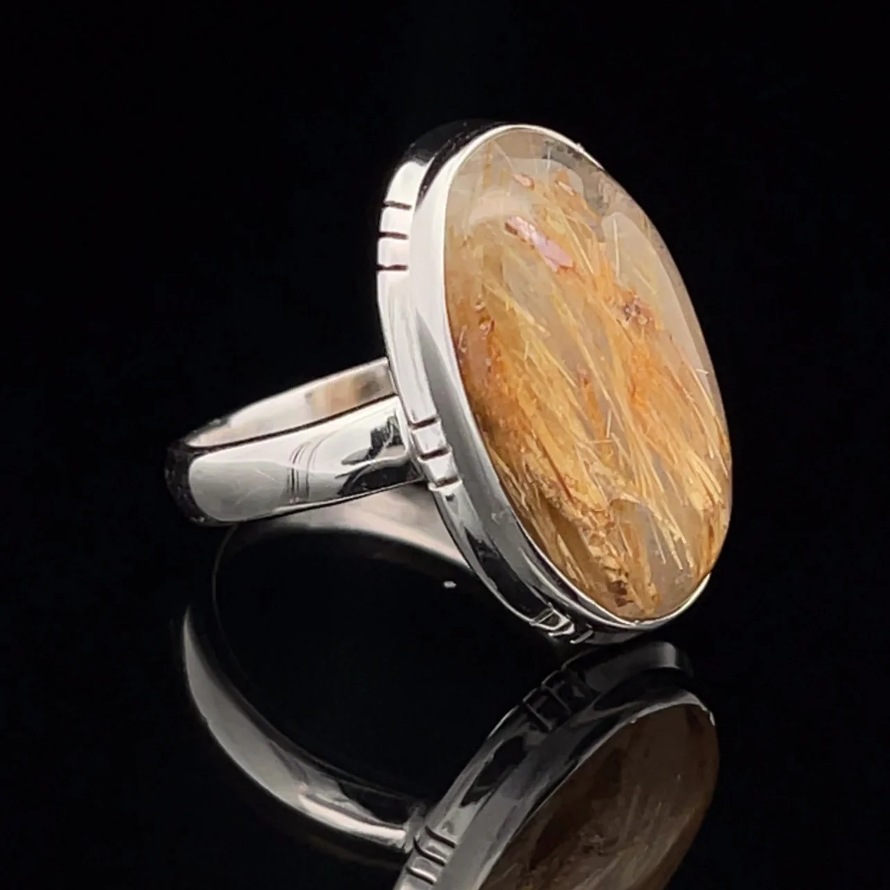 Sterling Silver Rutilated Quartz Ring Size 8 - Image 2
