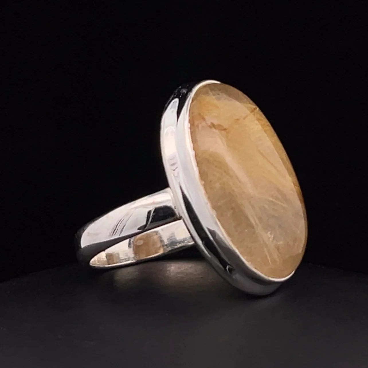 Sterling Silver Rutilated Quartz Ring Size 8 - Image 2