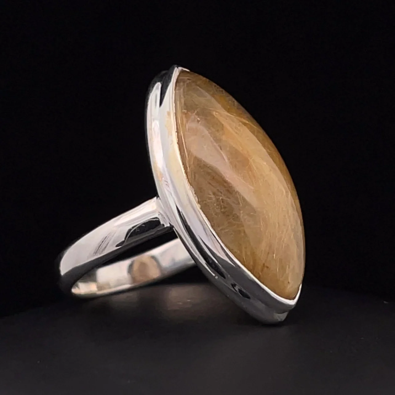 Sterling Silver Rutilated Quartz Ring Size 10 - Image 2
