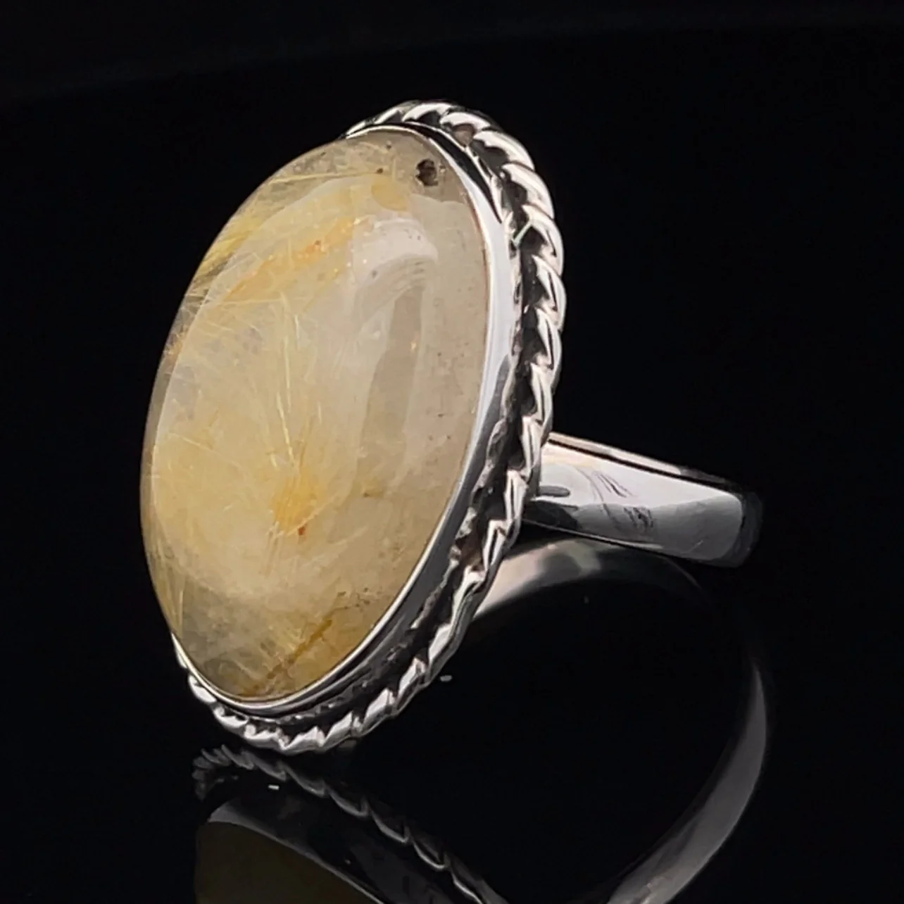 Sterling Silver Rutilated Quartz Ring Size 11 - Image 3