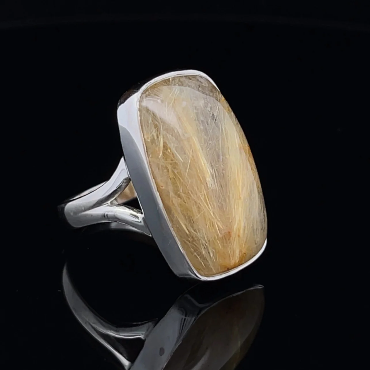 Sterling Silver Rutilated Quartz Ring Size 8 - Image 2