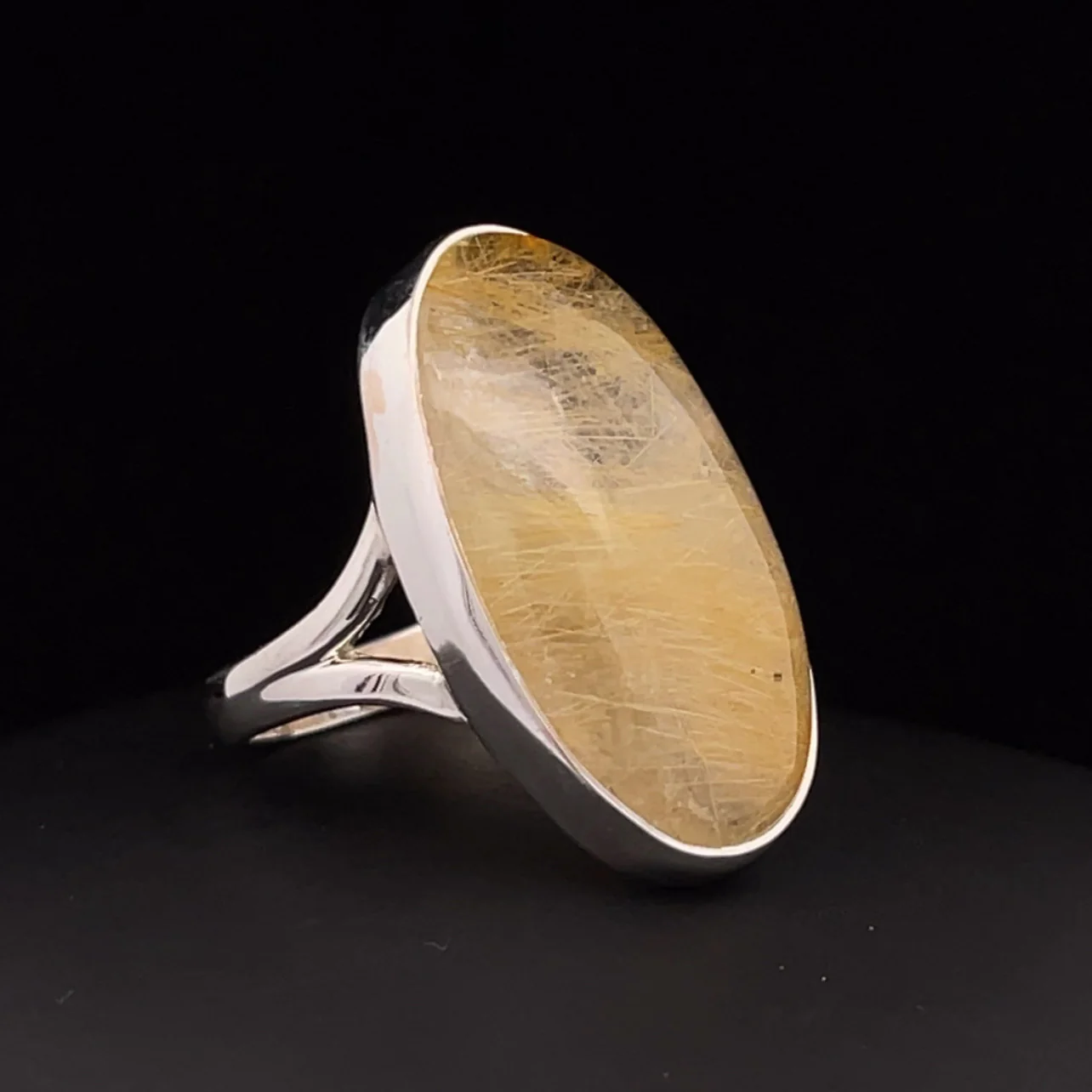 Sterling Silver Rutilated Quartz Ring Size 10 - Image 2