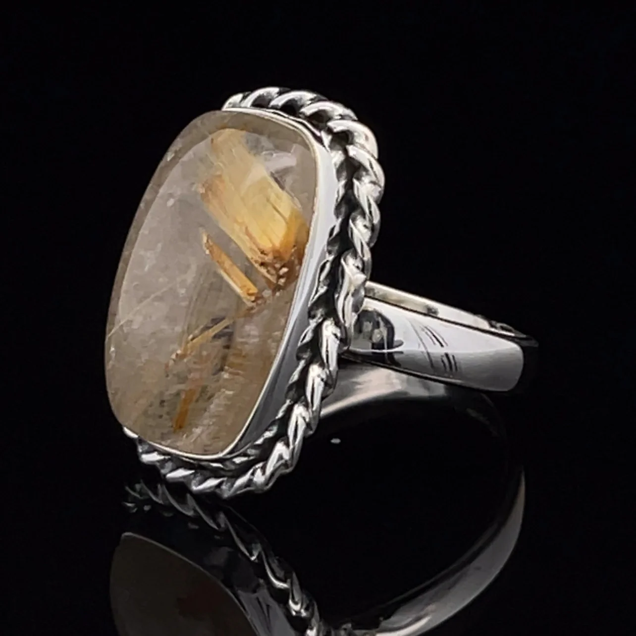 Sterling Silver Rutilated Quartz Ring Size 7 - Image 3
