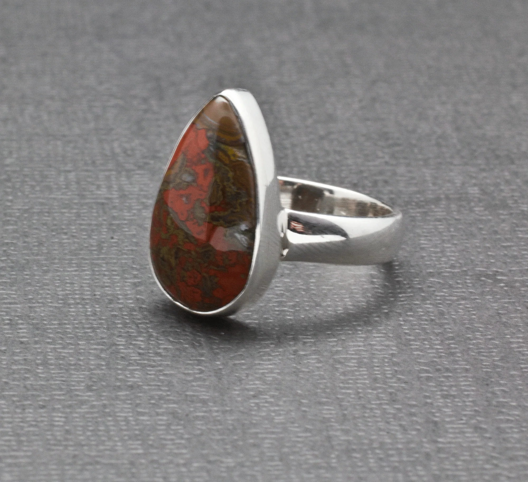 Sterling Silver Seam Agate Ring Size 6 - Image 2