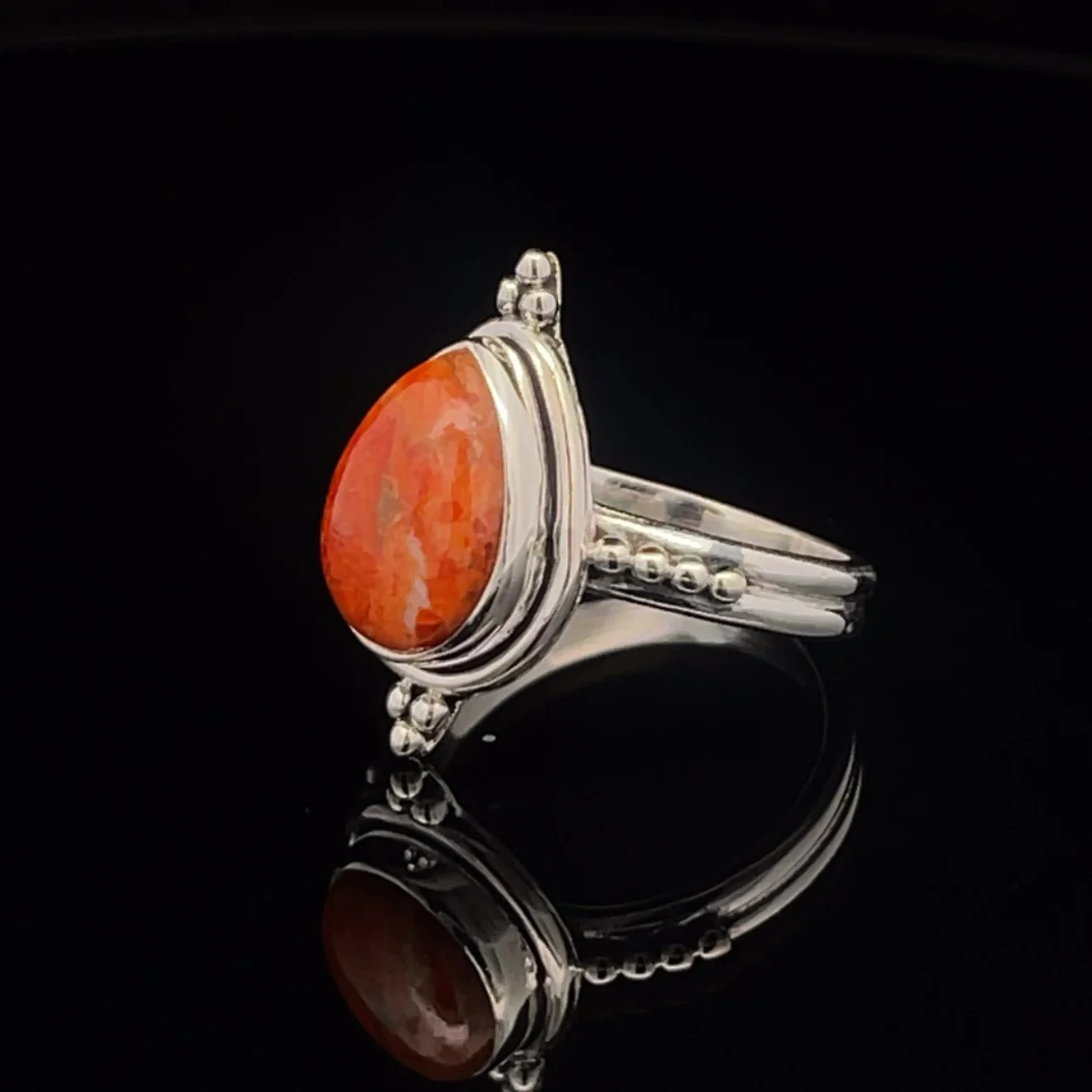 Sterling Silver Sponge Coral Ring Size 7 - Image 3