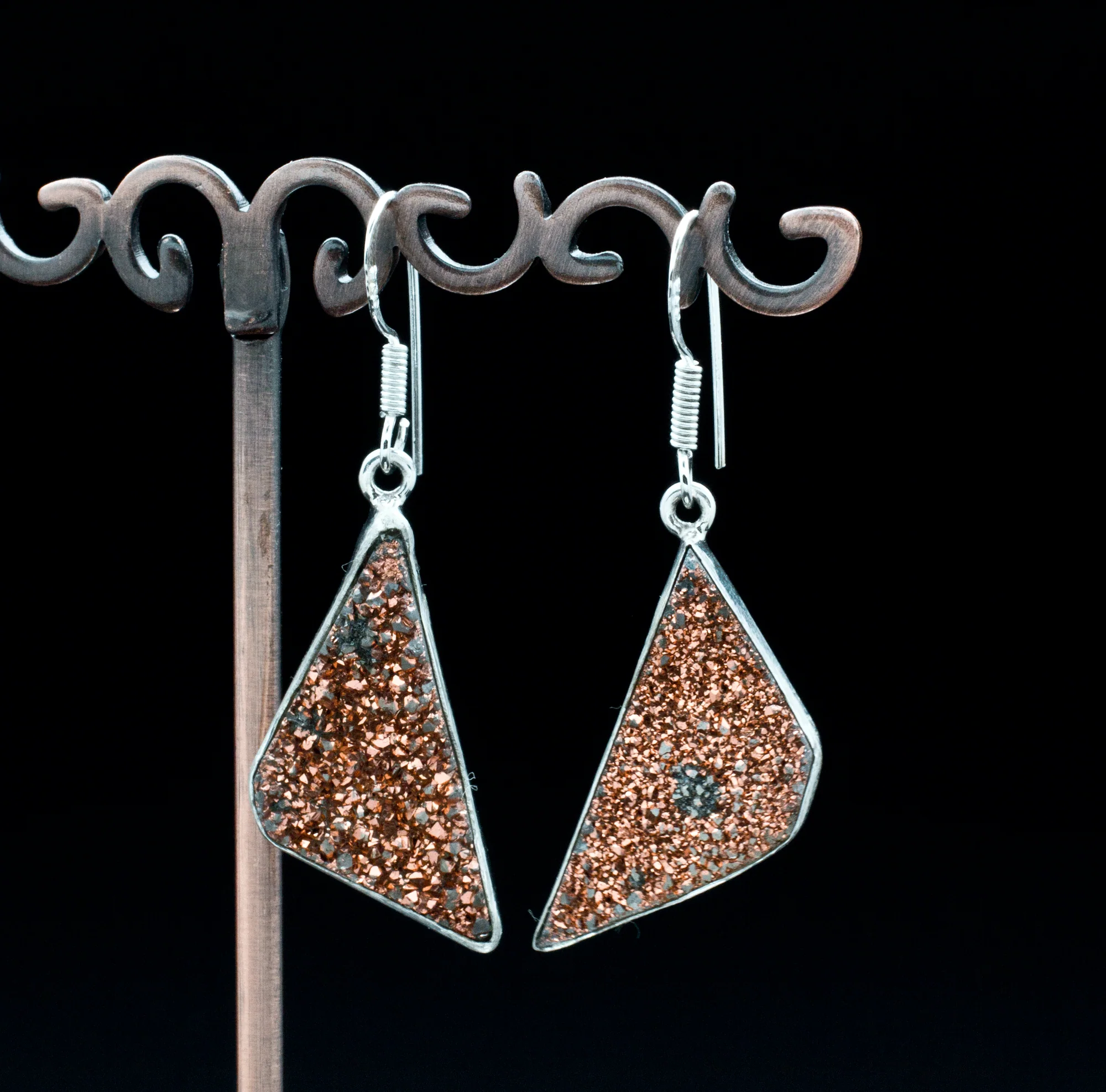 Sterling Silver Titanium Coated Druzy Agate Earrings - Image 2