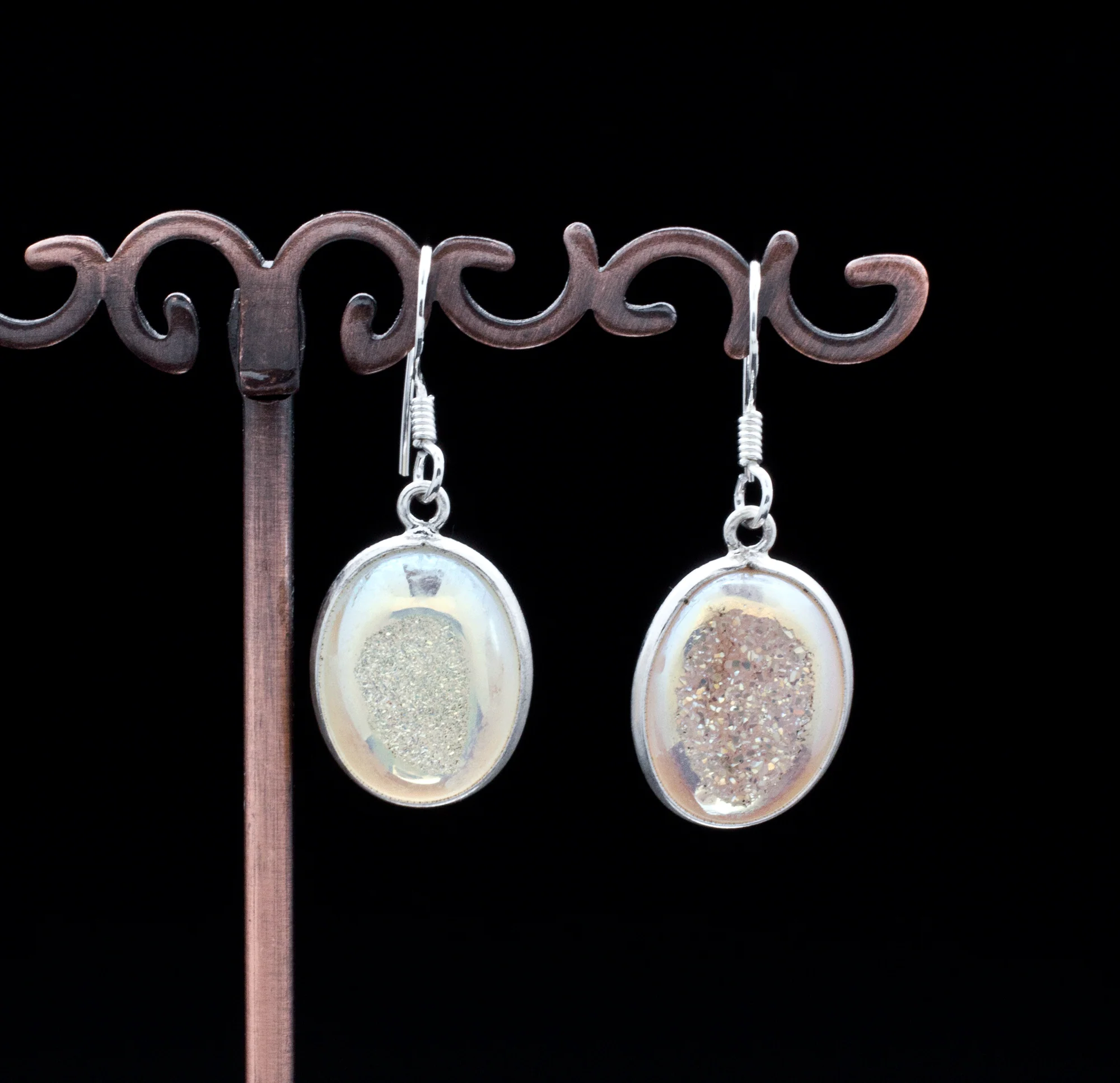 Sterling Silver Titianium Coated Druzy Agate Earrings
