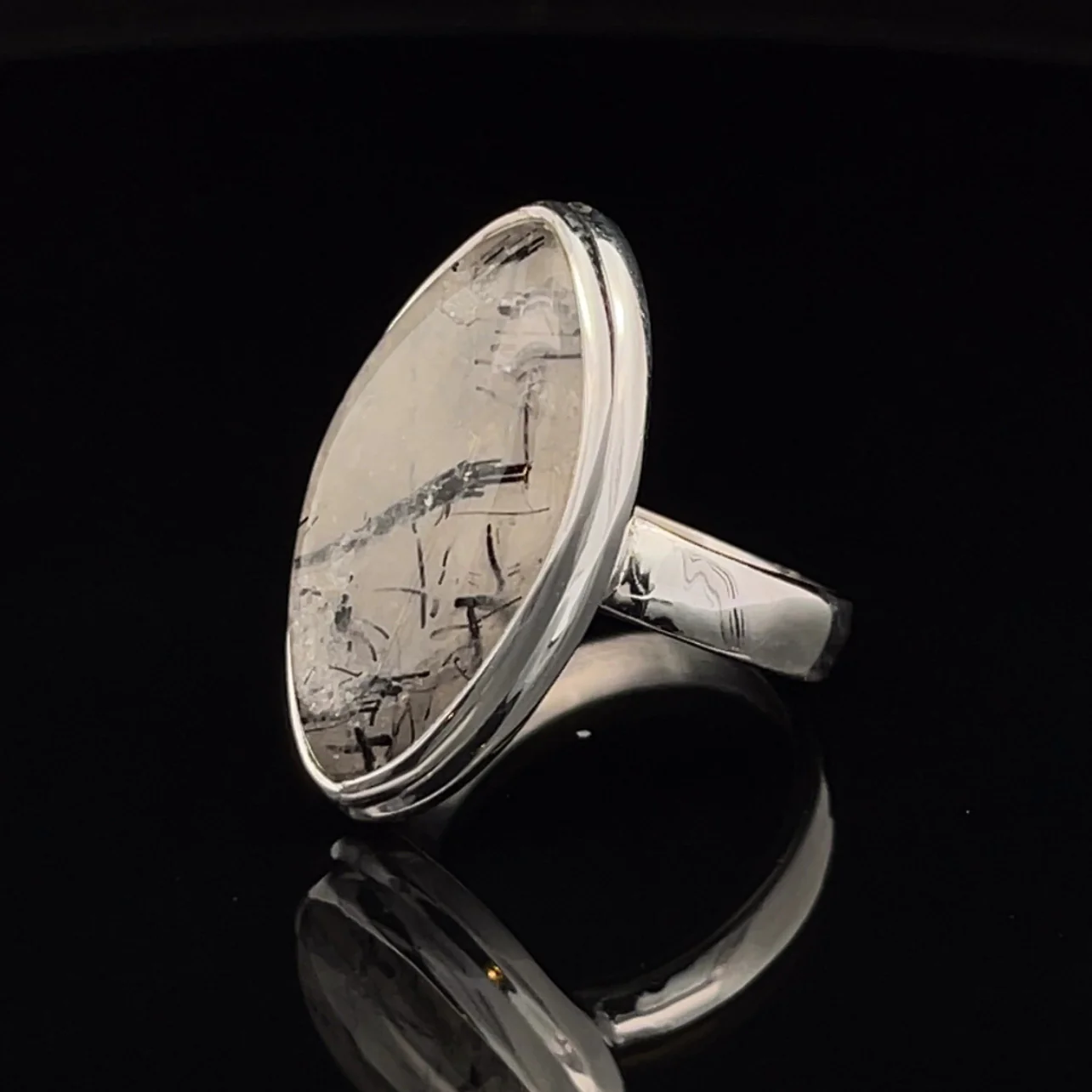 Sterling Silver Tourmalated Quartz Ring Size 7 - Image 3