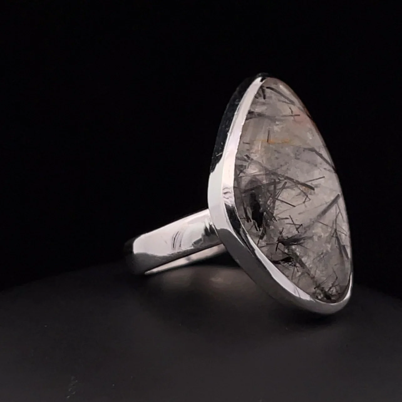 Sterling Silver Tourmalated Quartz Ring Size 7 - Image 2